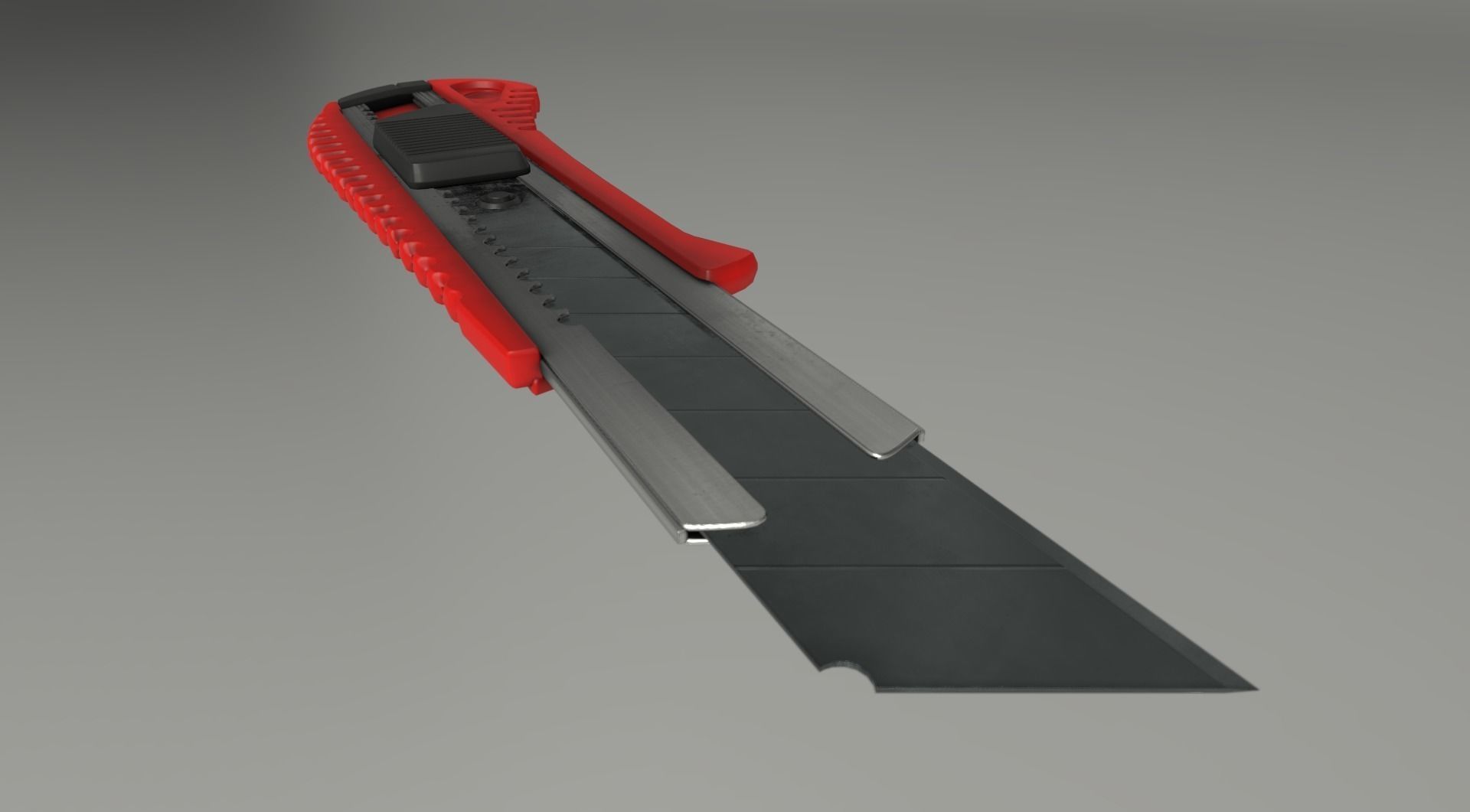 Box Cutter Lowpoly Red Plastic - Gameready - PBR Low-poly 3D model_5
