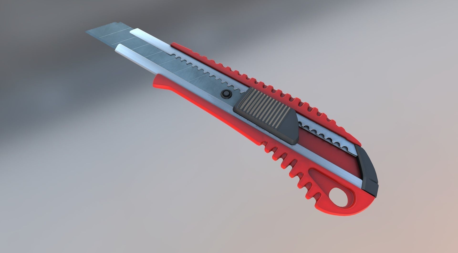 Box Cutter Lowpoly Red Plastic - Gameready - PBR Low-poly 3D model_17
