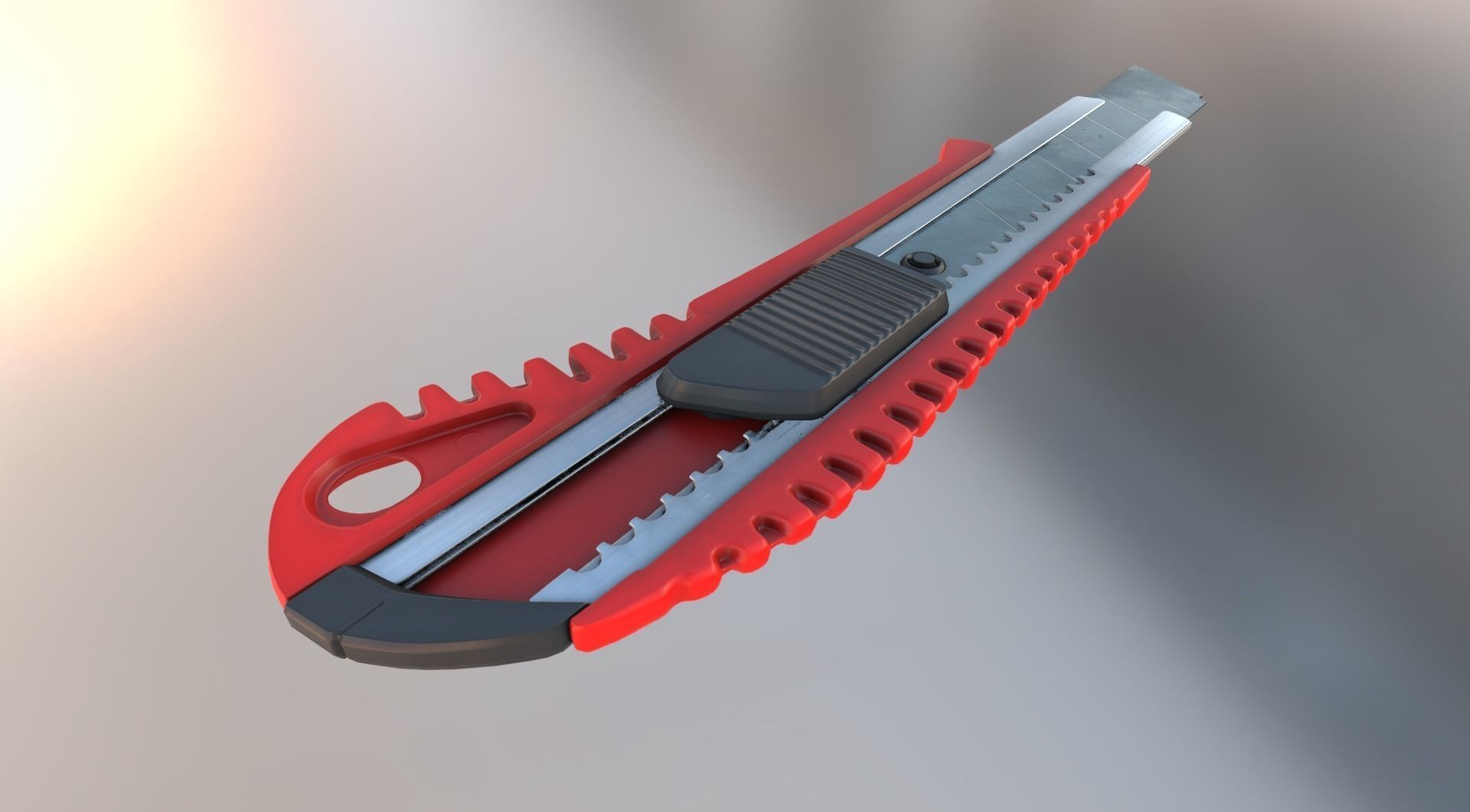 Box Cutter Lowpoly Red Plastic - Gameready - PBR Low-poly 3D model_18