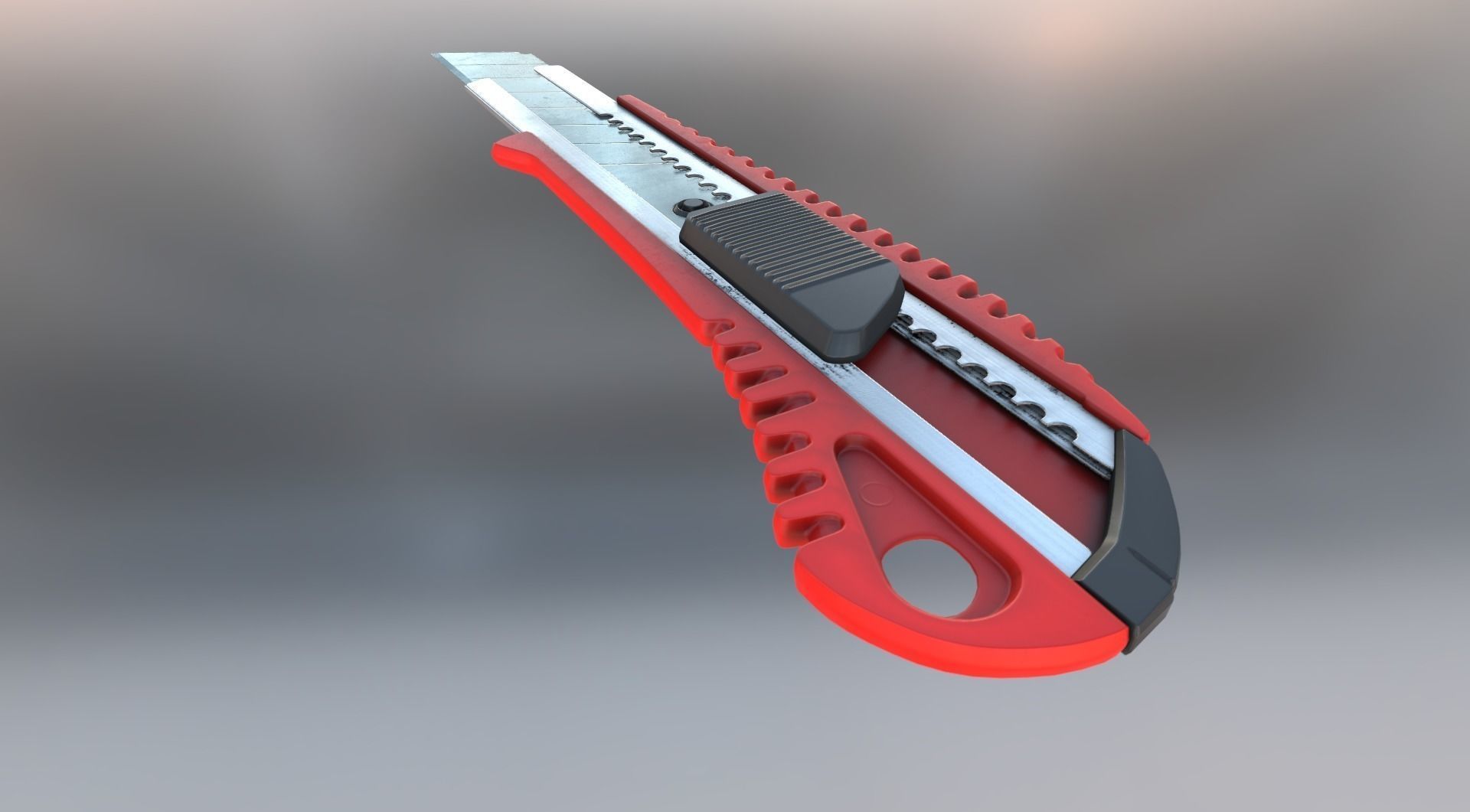 Box Cutter Lowpoly Red Plastic - Gameready - PBR Low-poly 3D model_0
