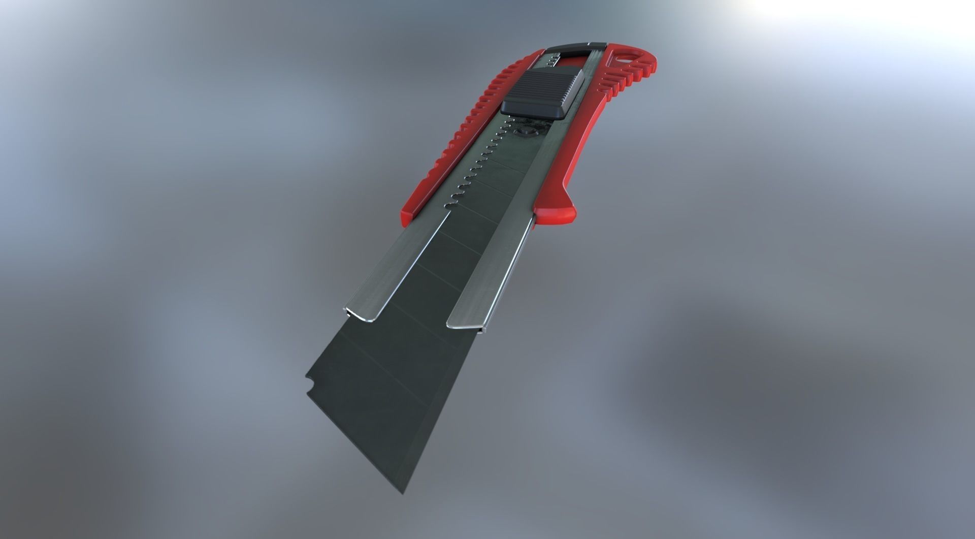 Box Cutter Lowpoly Red Plastic - Gameready - PBR Low-poly 3D model_19