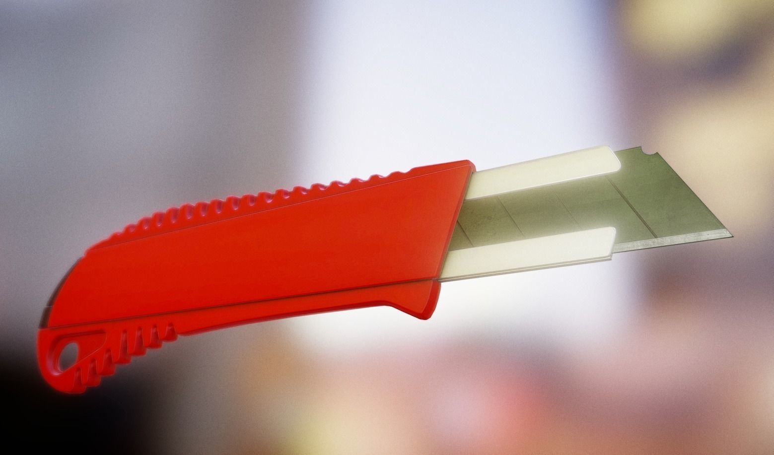 Box Cutter Lowpoly Red Plastic - Gameready - PBR Low-poly 3D model_4