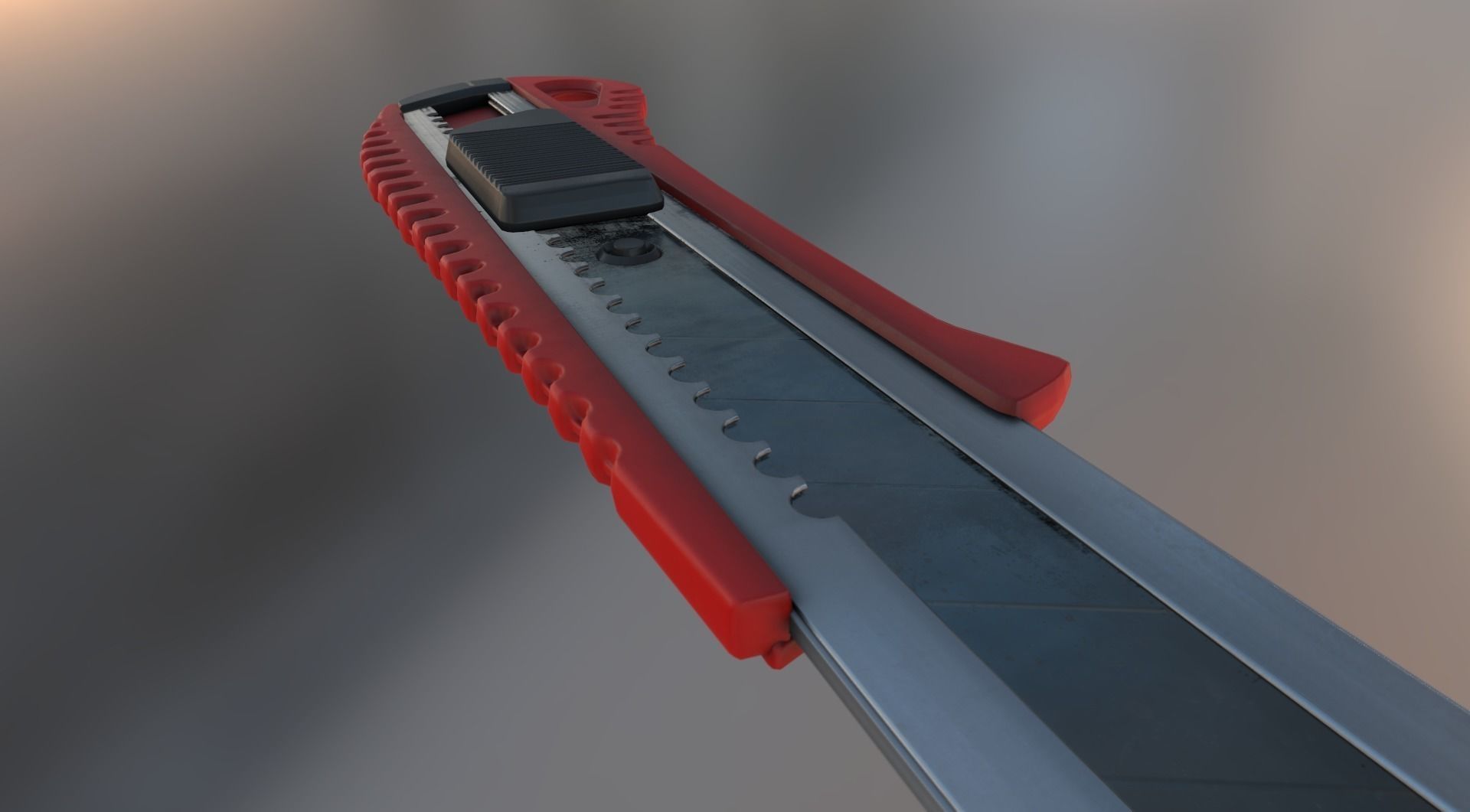 Box Cutter Lowpoly Red Plastic - Gameready - PBR Low-poly 3D model_15