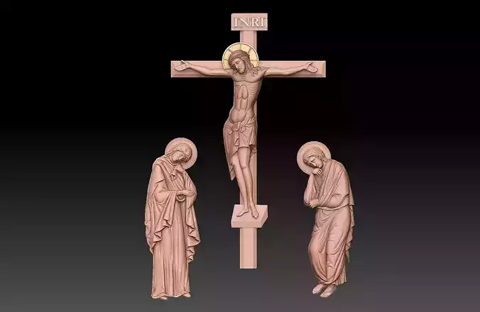 Crucifixion Scene with Virgin Mary and John the Apostle