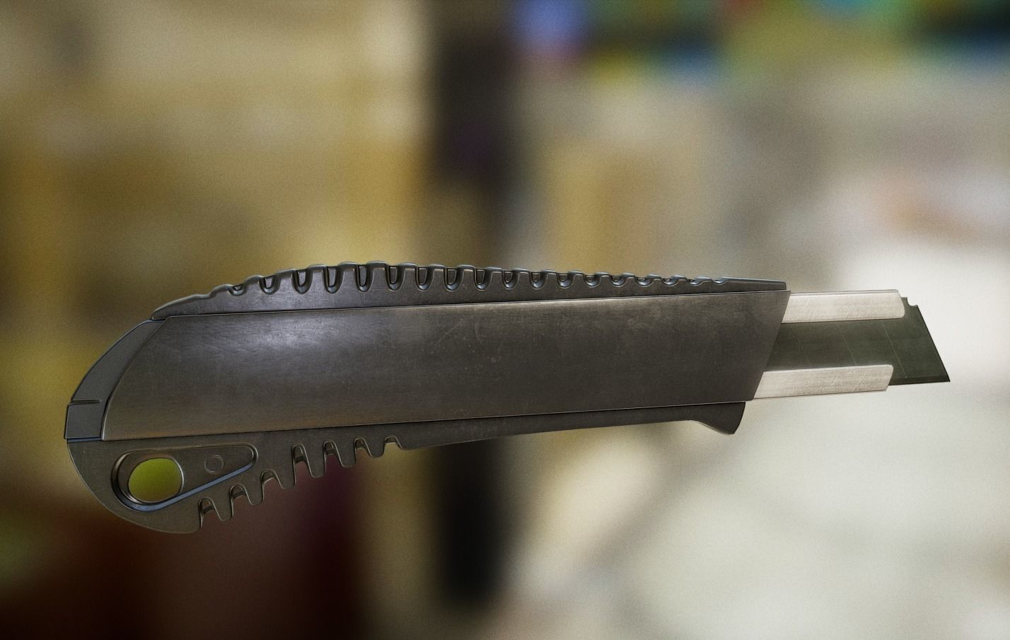 Box Cutter Lowpoly Black Plastic - Gameready - PBR Textures Low-poly 3D model_11