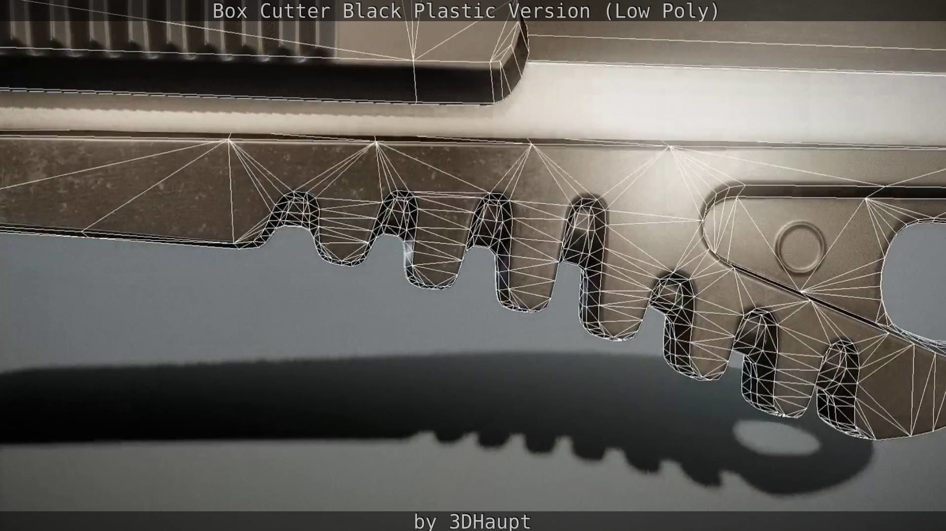 Box Cutter Lowpoly Black Plastic - Gameready - PBR Textures Low-poly 3D model_97