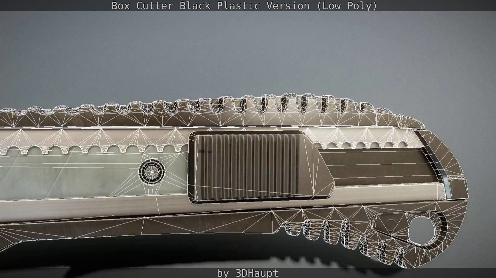 Box Cutter Lowpoly Black Plastic - Gameready - PBR Textures Low-poly 3D model_60