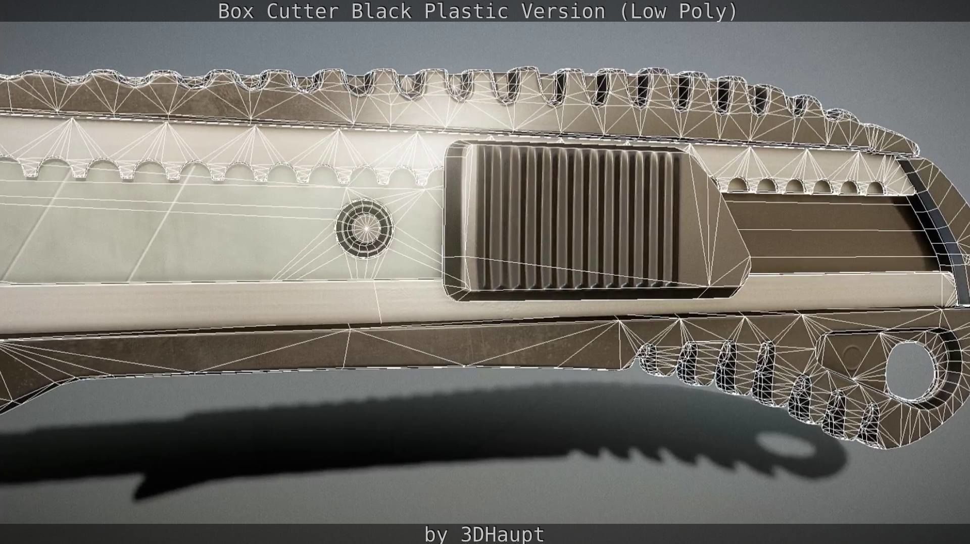 Box Cutter Lowpoly Black Plastic - Gameready - PBR Textures Low-poly 3D model_103