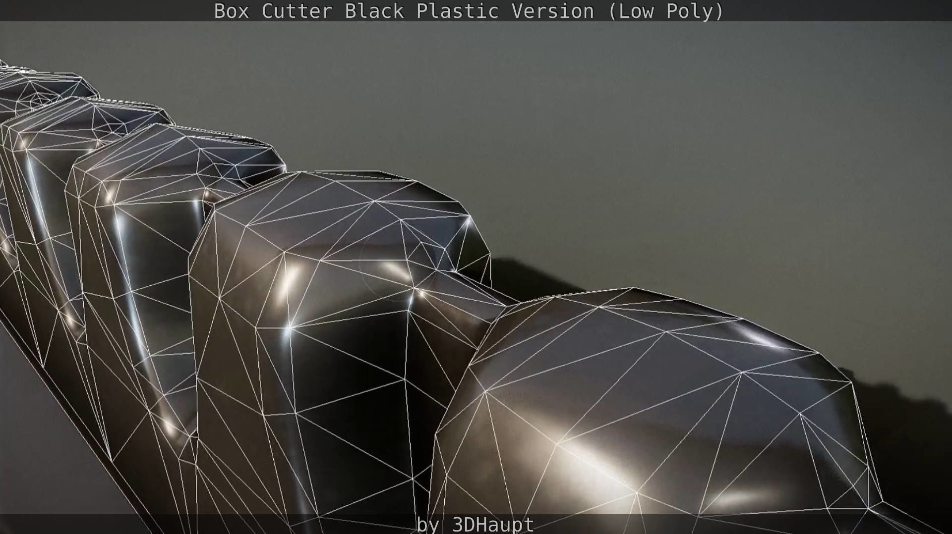 Box Cutter Lowpoly Black Plastic - Gameready - PBR Textures Low-poly 3D model_67