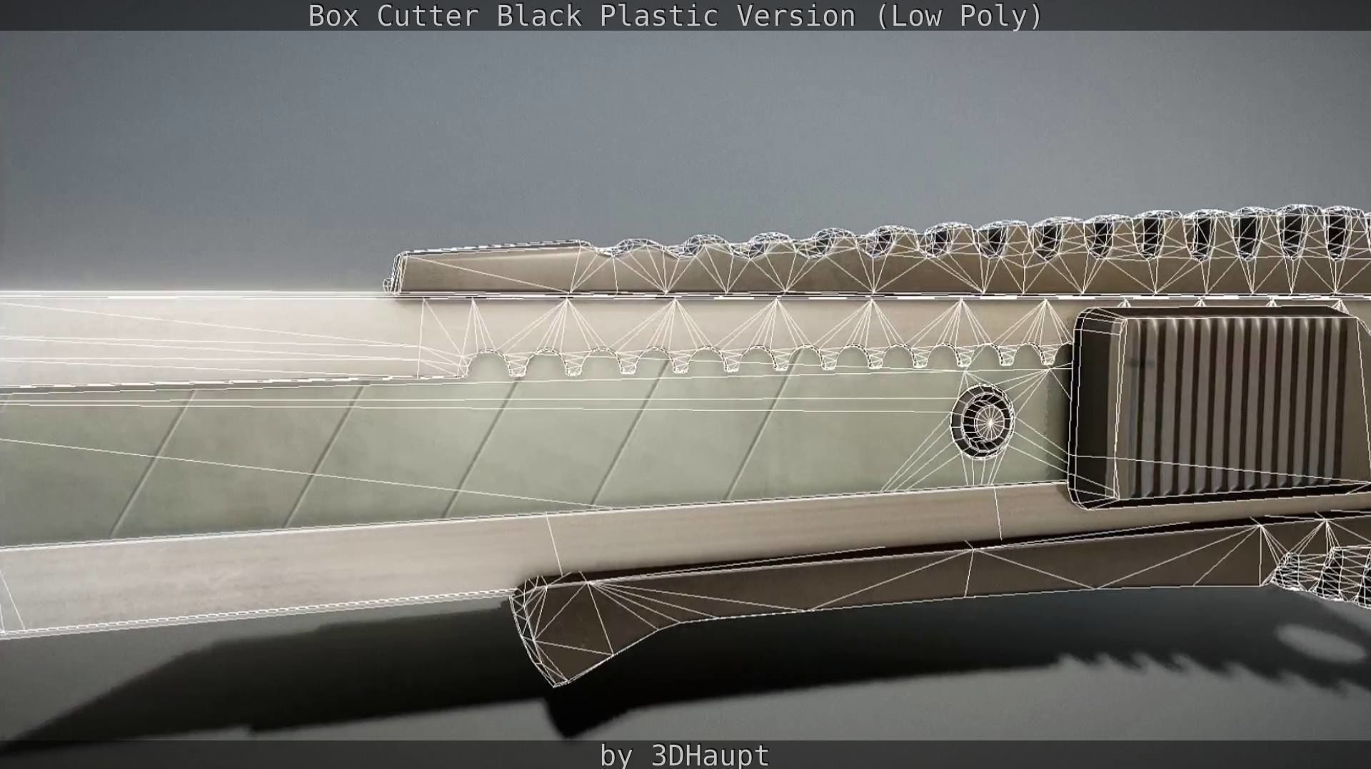 Box Cutter Lowpoly Black Plastic - Gameready - PBR Textures Low-poly 3D model_62