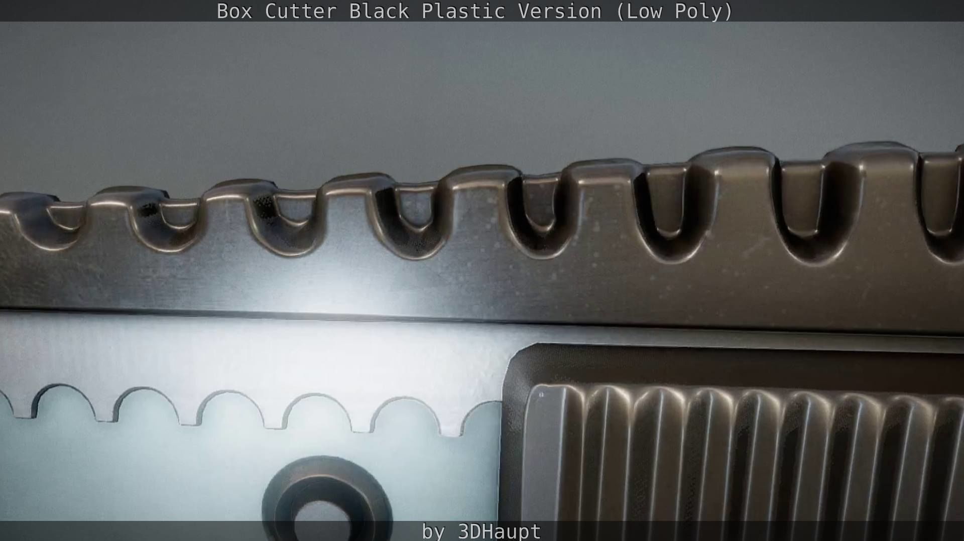 Box Cutter Lowpoly Black Plastic - Gameready - PBR Textures Low-poly 3D model_35