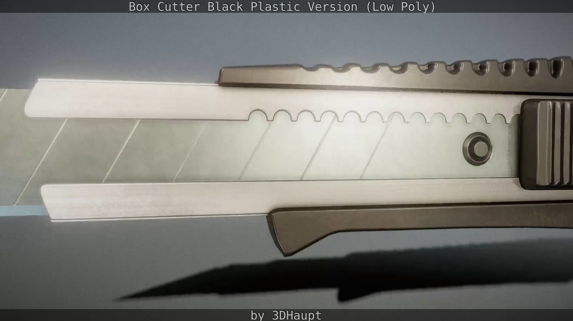 Box Cutter Lowpoly Black Plastic - Gameready - PBR Textures Low-poly 3D model_37