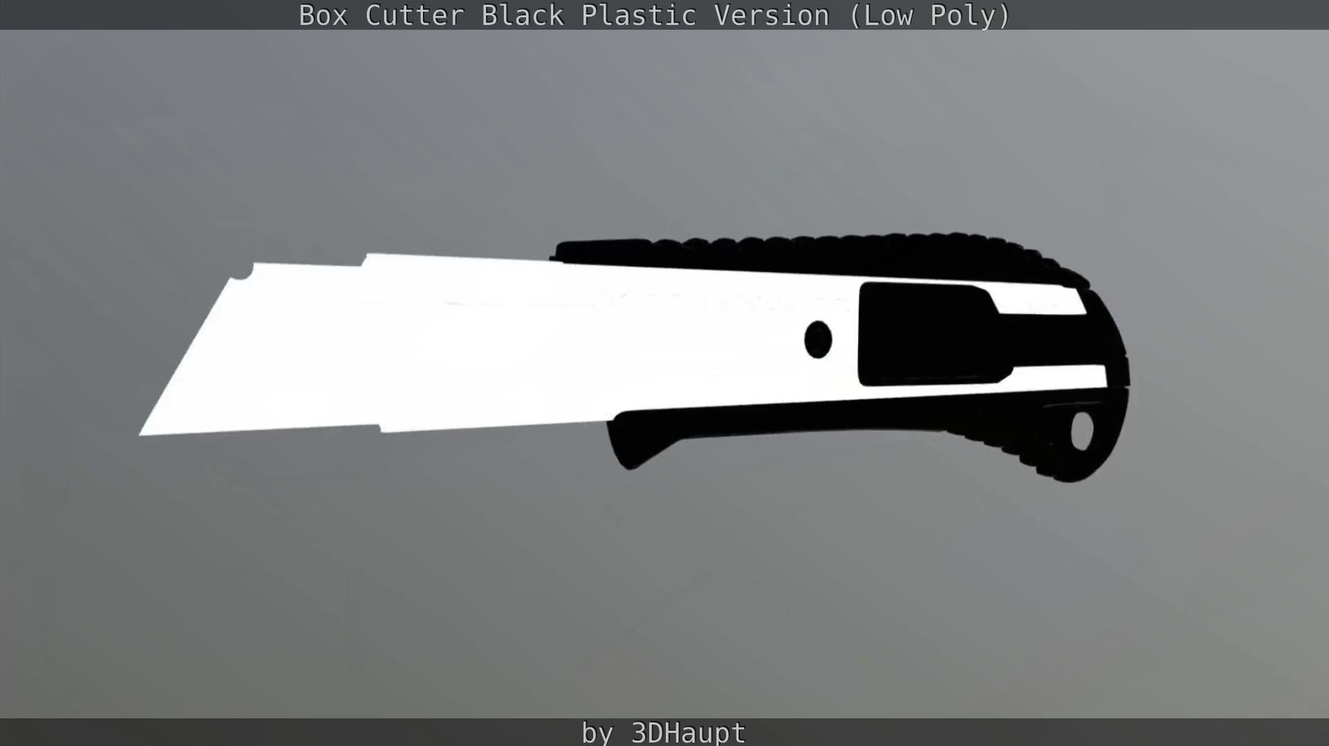 Box Cutter Lowpoly Black Plastic - Gameready - PBR Textures Low-poly 3D model_123