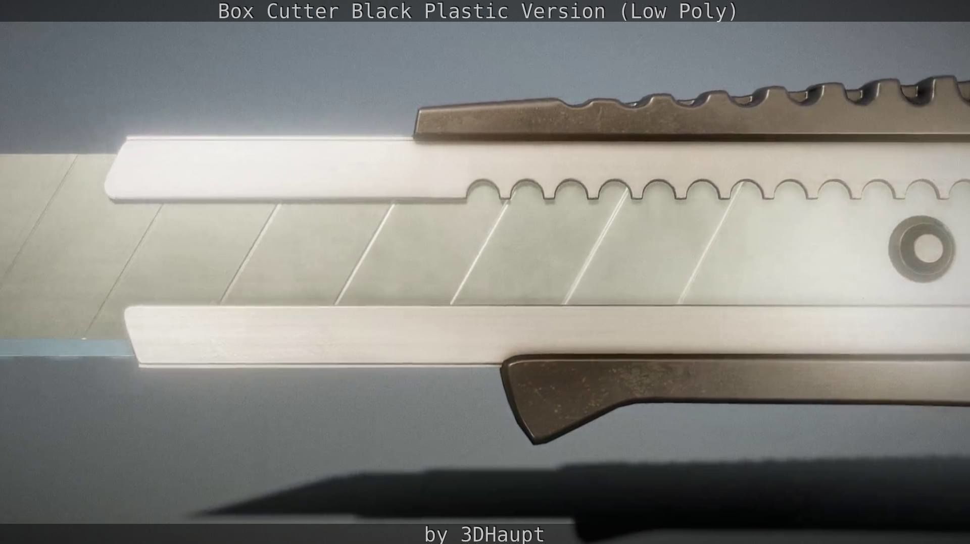 Box Cutter Lowpoly Black Plastic - Gameready - PBR Textures Low-poly 3D model_112