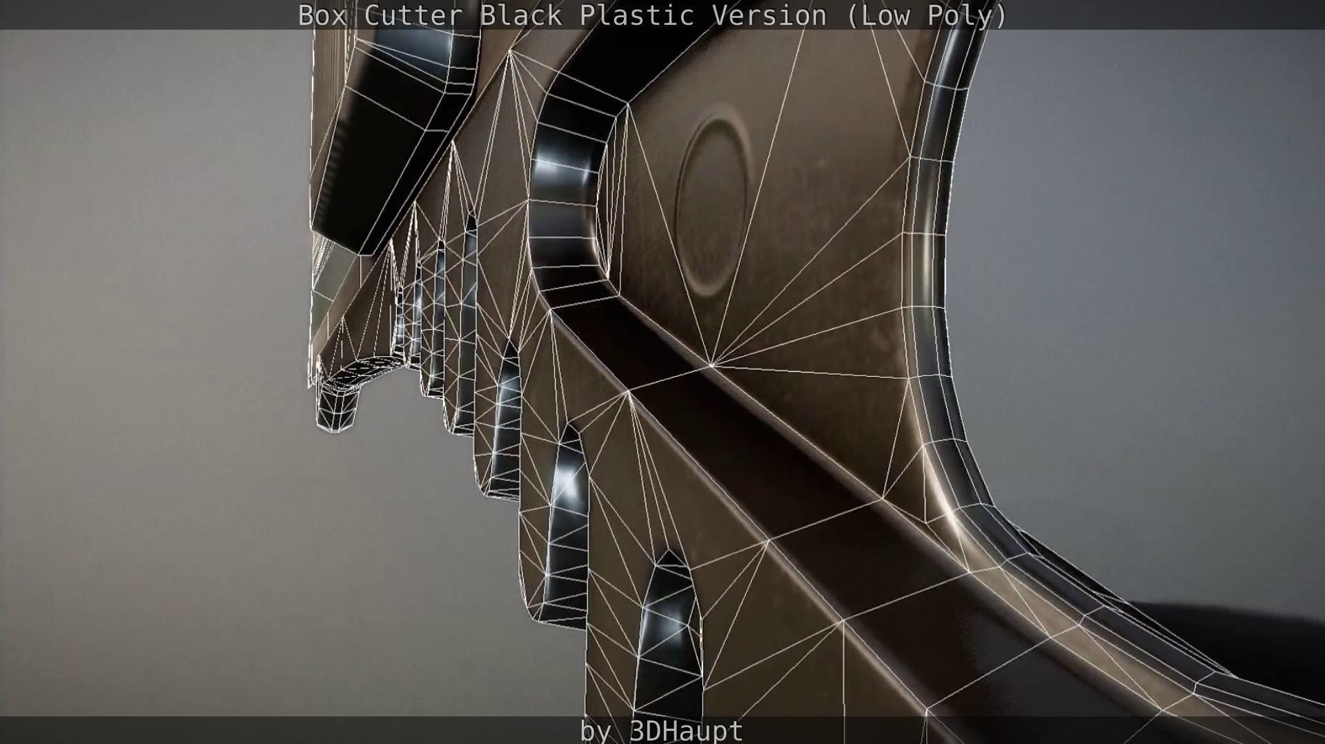 Box Cutter Lowpoly Black Plastic - Gameready - PBR Textures Low-poly 3D model_87