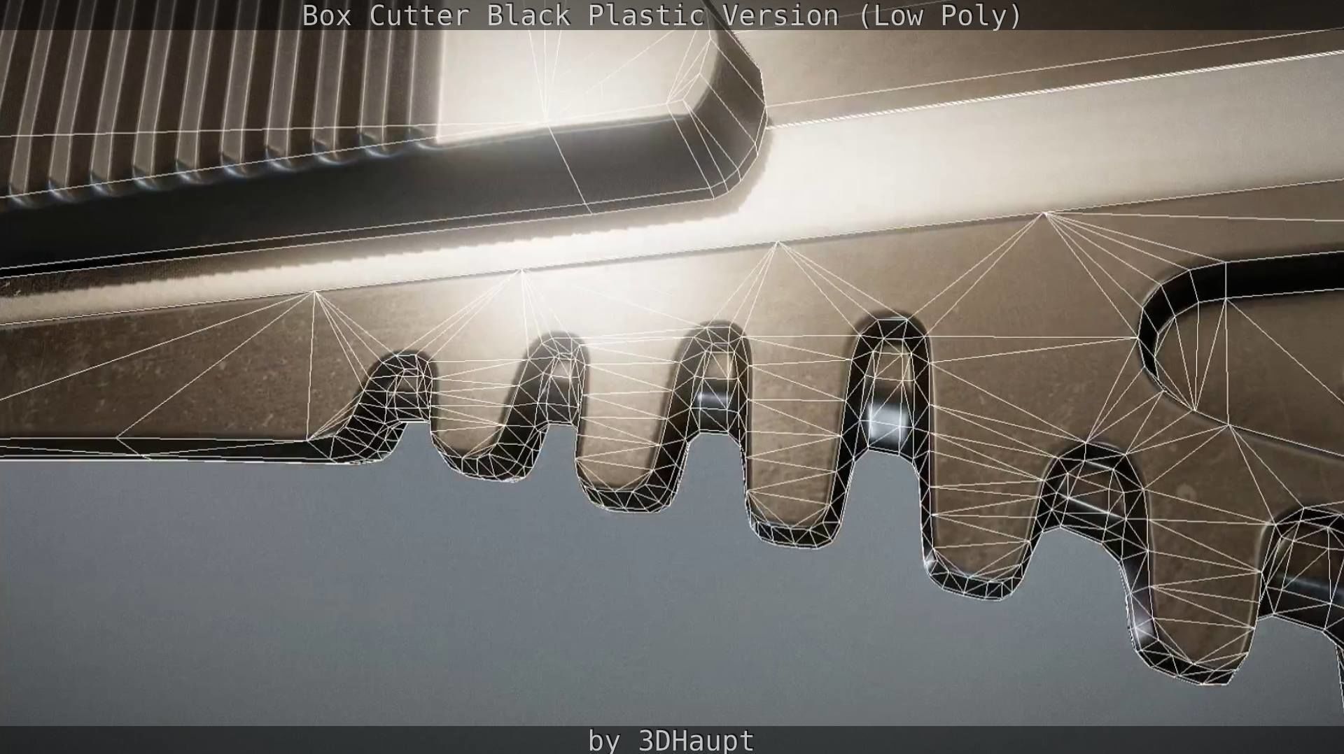 Box Cutter Lowpoly Black Plastic - Gameready - PBR Textures Low-poly 3D model_82