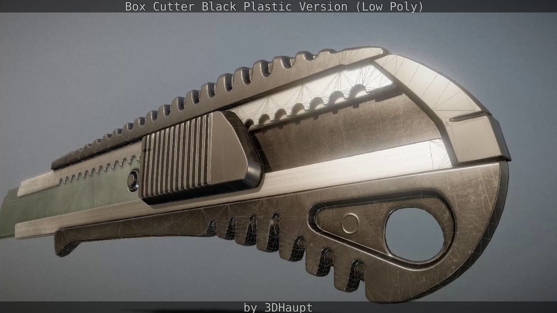 Box Cutter Lowpoly Black Plastic - Gameready - PBR Textures Low-poly 3D model_58