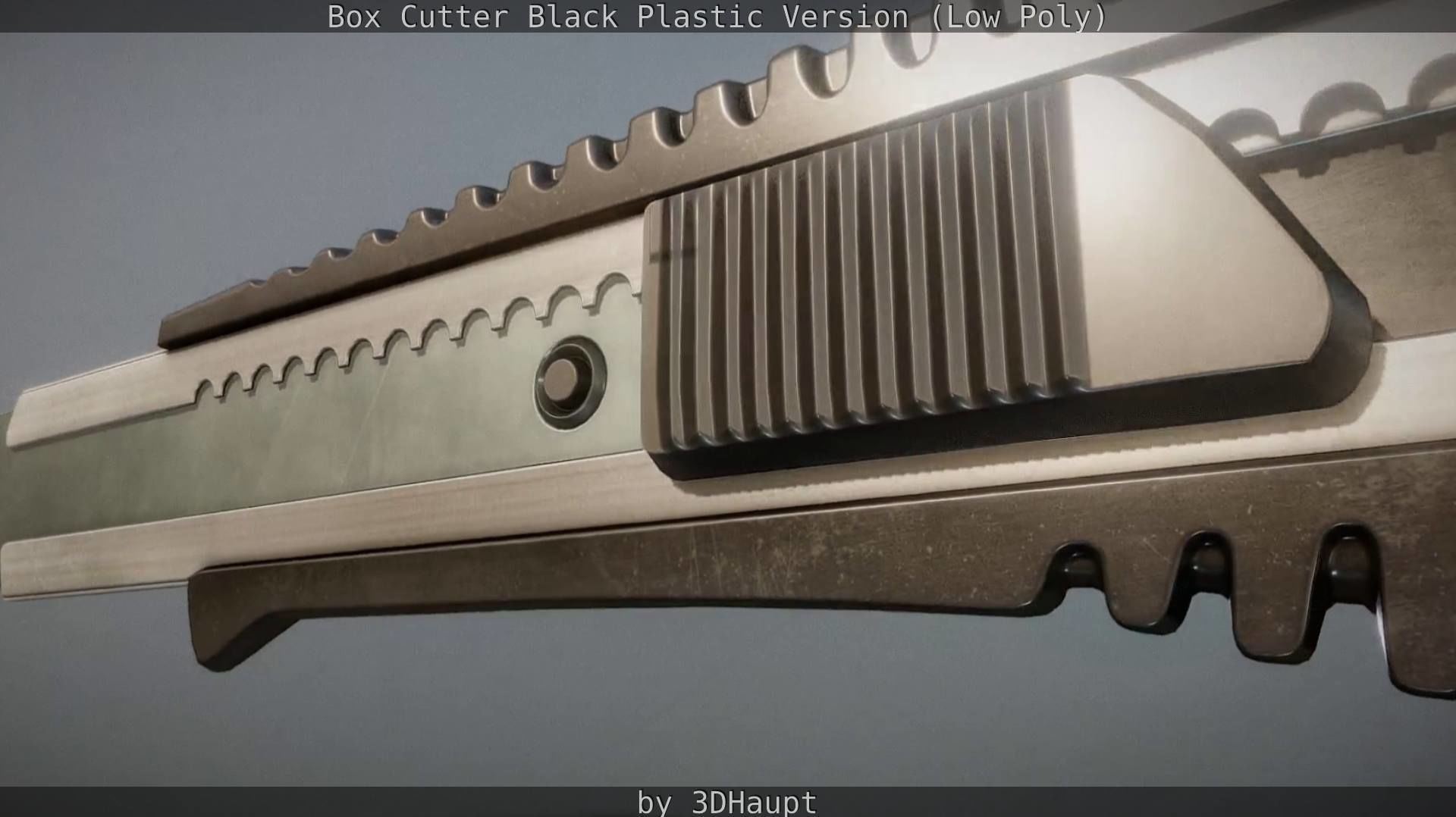 Box Cutter Lowpoly Black Plastic - Gameready - PBR Textures Low-poly 3D model_118