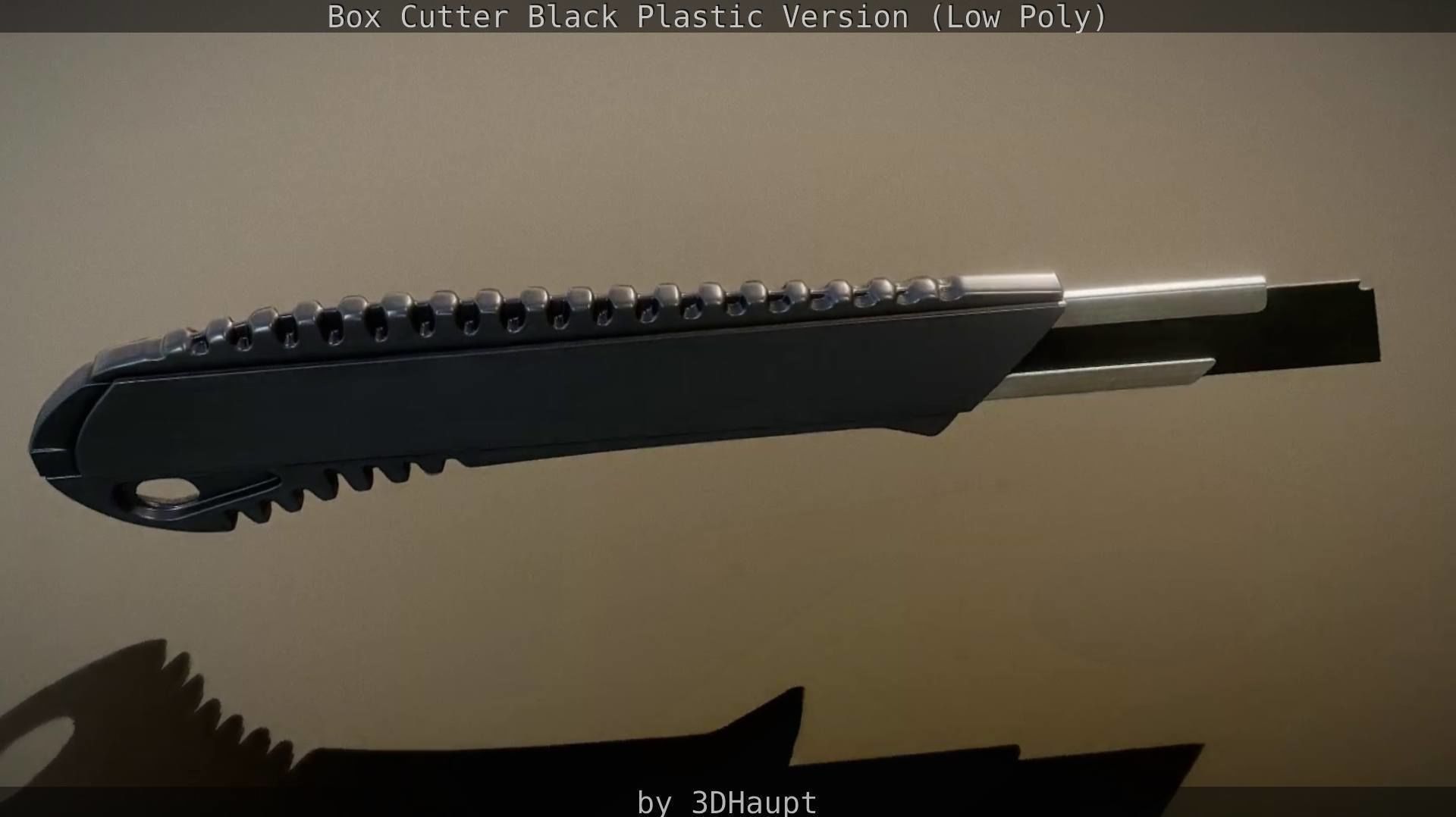 Box Cutter Lowpoly Black Plastic - Gameready - PBR Textures Low-poly 3D model_39