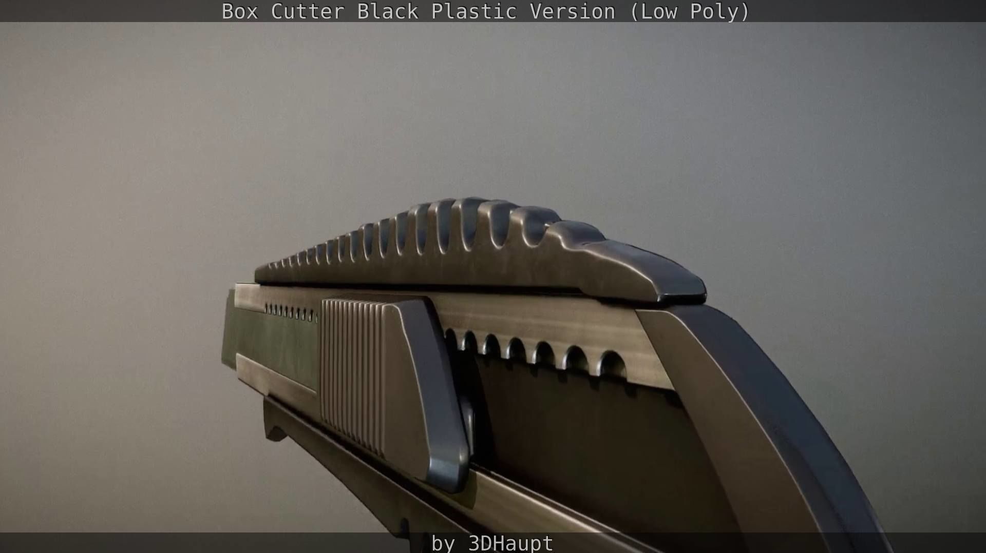 Box Cutter Lowpoly Black Plastic - Gameready - PBR Textures Low-poly 3D model_36