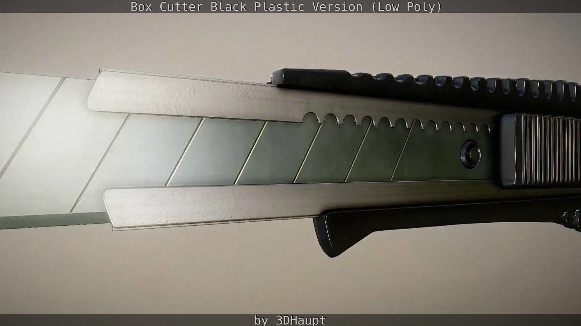 Box Cutter Lowpoly Black Plastic - Gameready - PBR Textures Low-poly 3D model_43