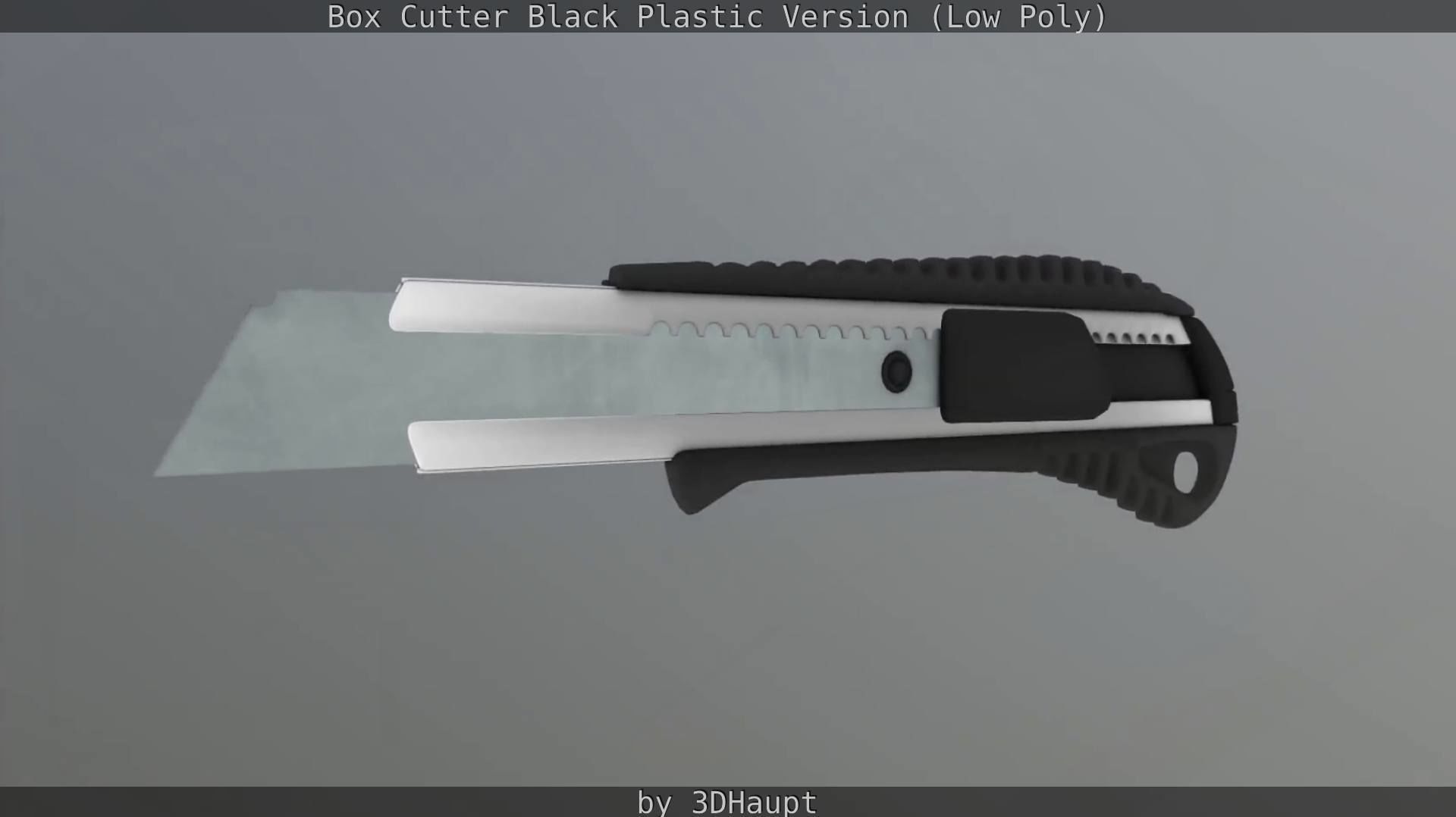 Box Cutter Lowpoly Black Plastic - Gameready - PBR Textures Low-poly 3D model_113