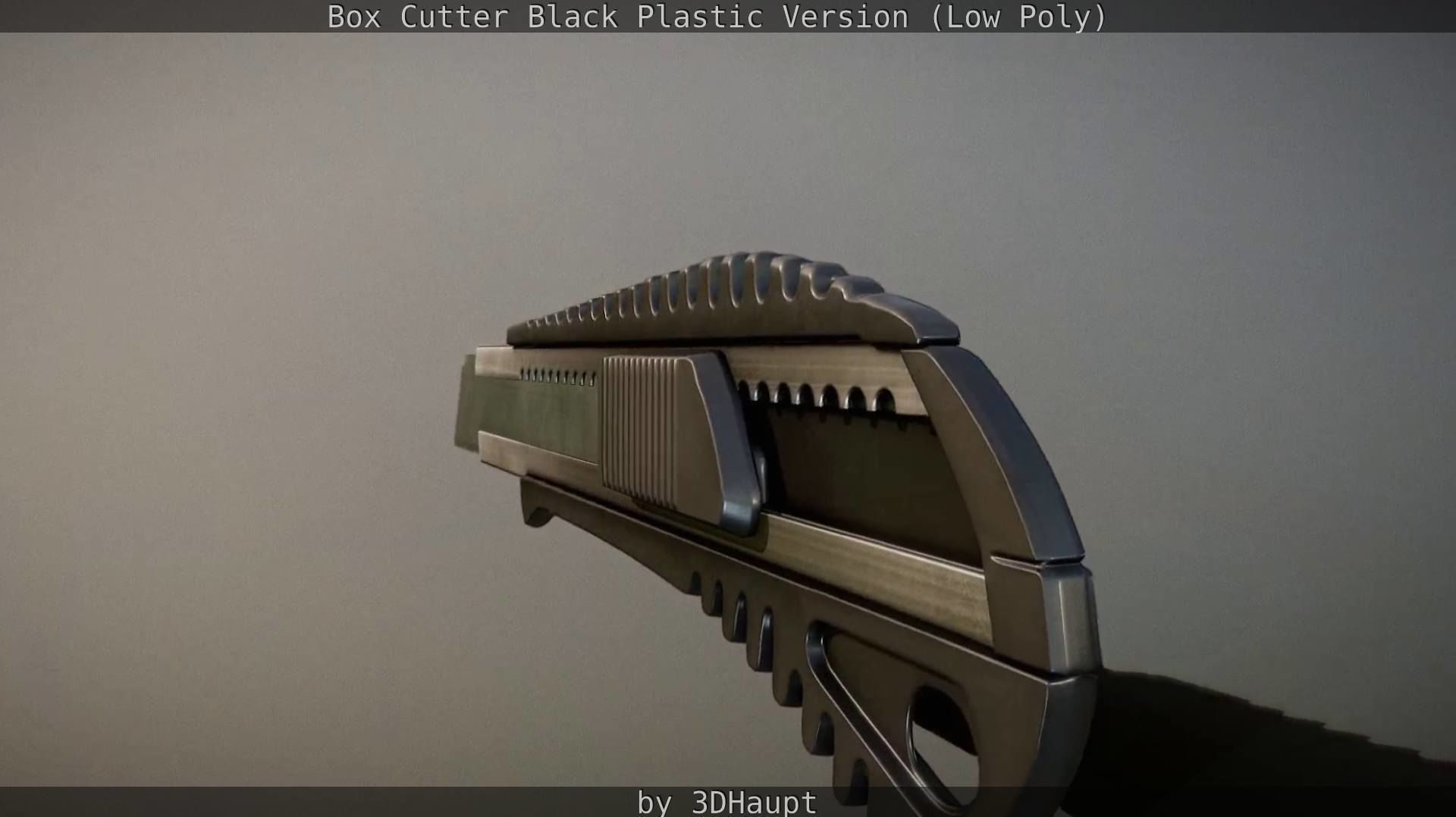 Box Cutter Lowpoly Black Plastic - Gameready - PBR Textures Low-poly 3D model_34