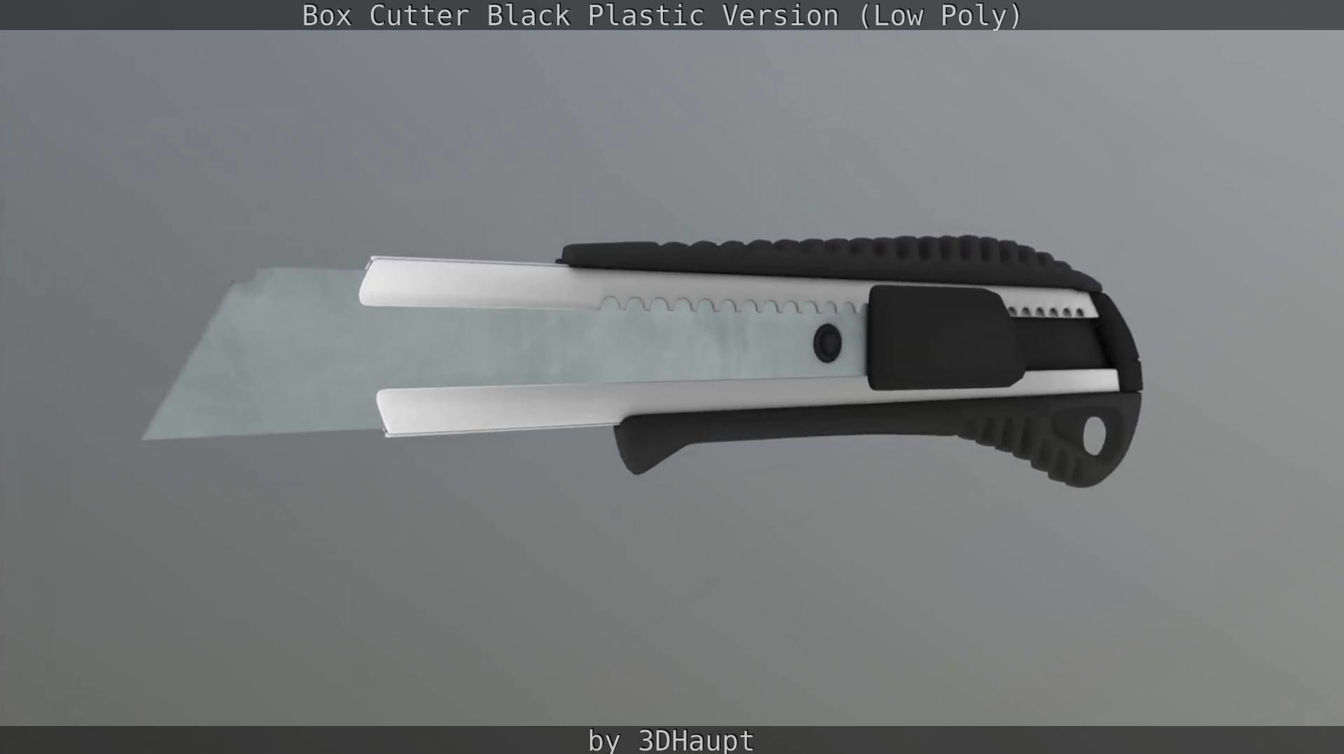Box Cutter Lowpoly Black Plastic - Gameready - PBR Textures Low-poly 3D model_117