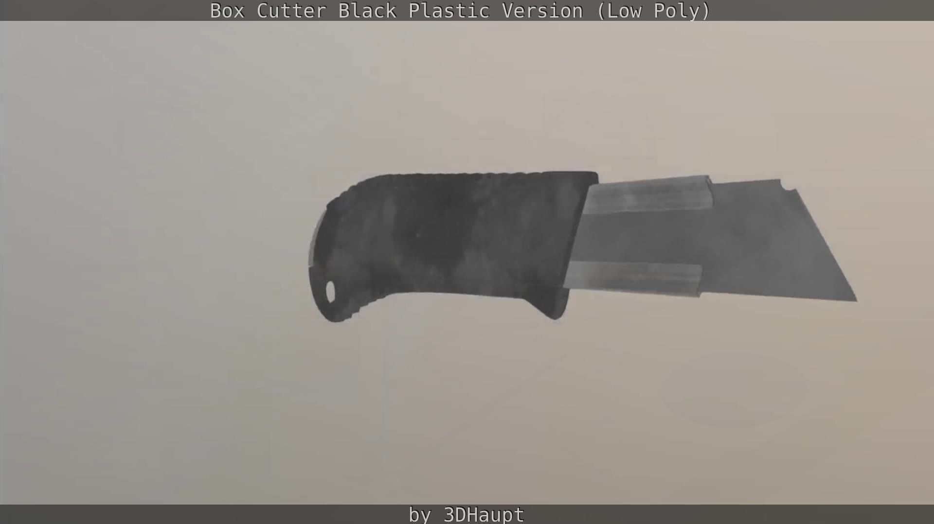 Box Cutter Lowpoly Black Plastic - Gameready - PBR Textures Low-poly 3D model_134