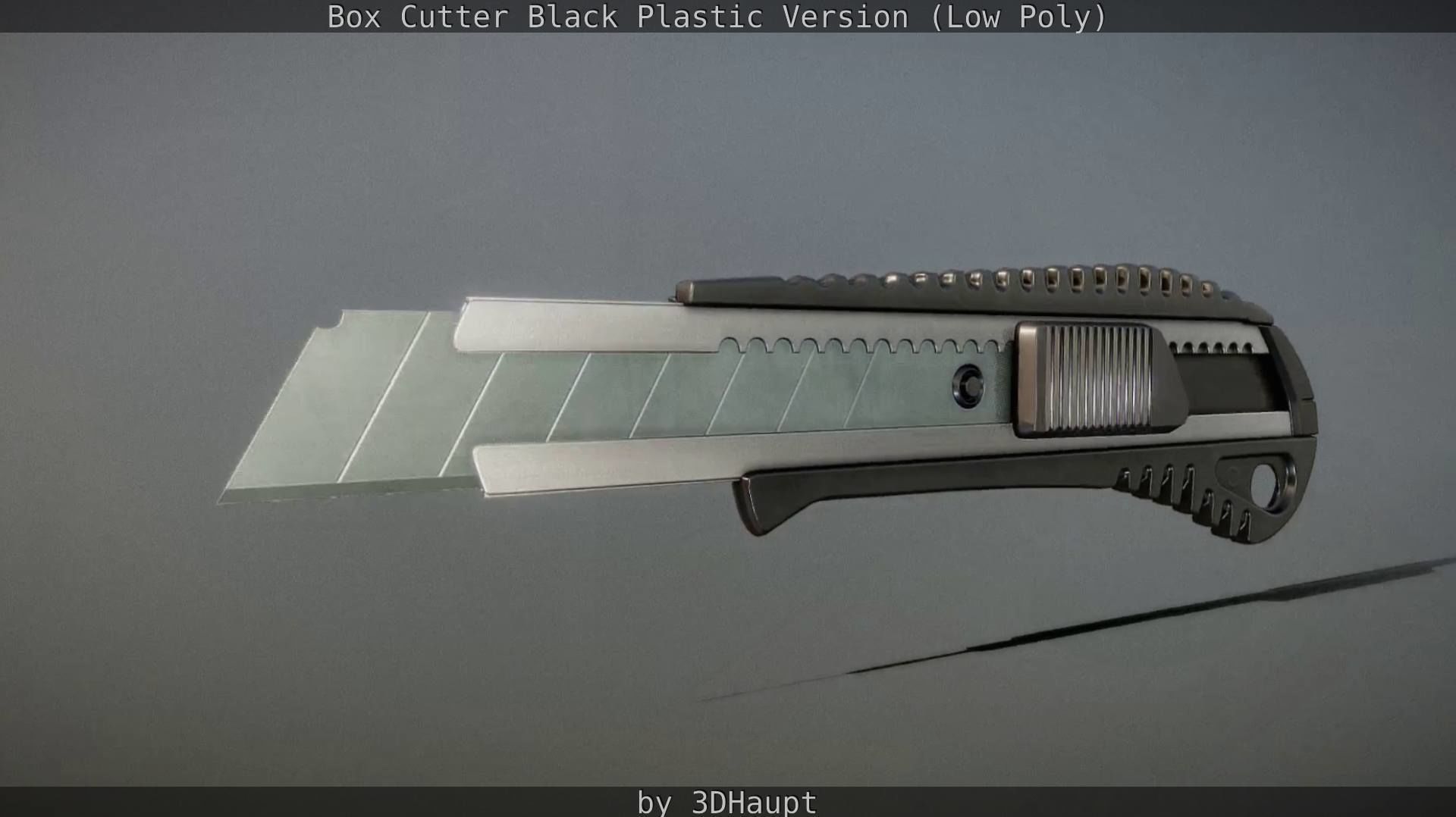 Box Cutter Lowpoly Black Plastic - Gameready - PBR Textures Low-poly 3D model_80