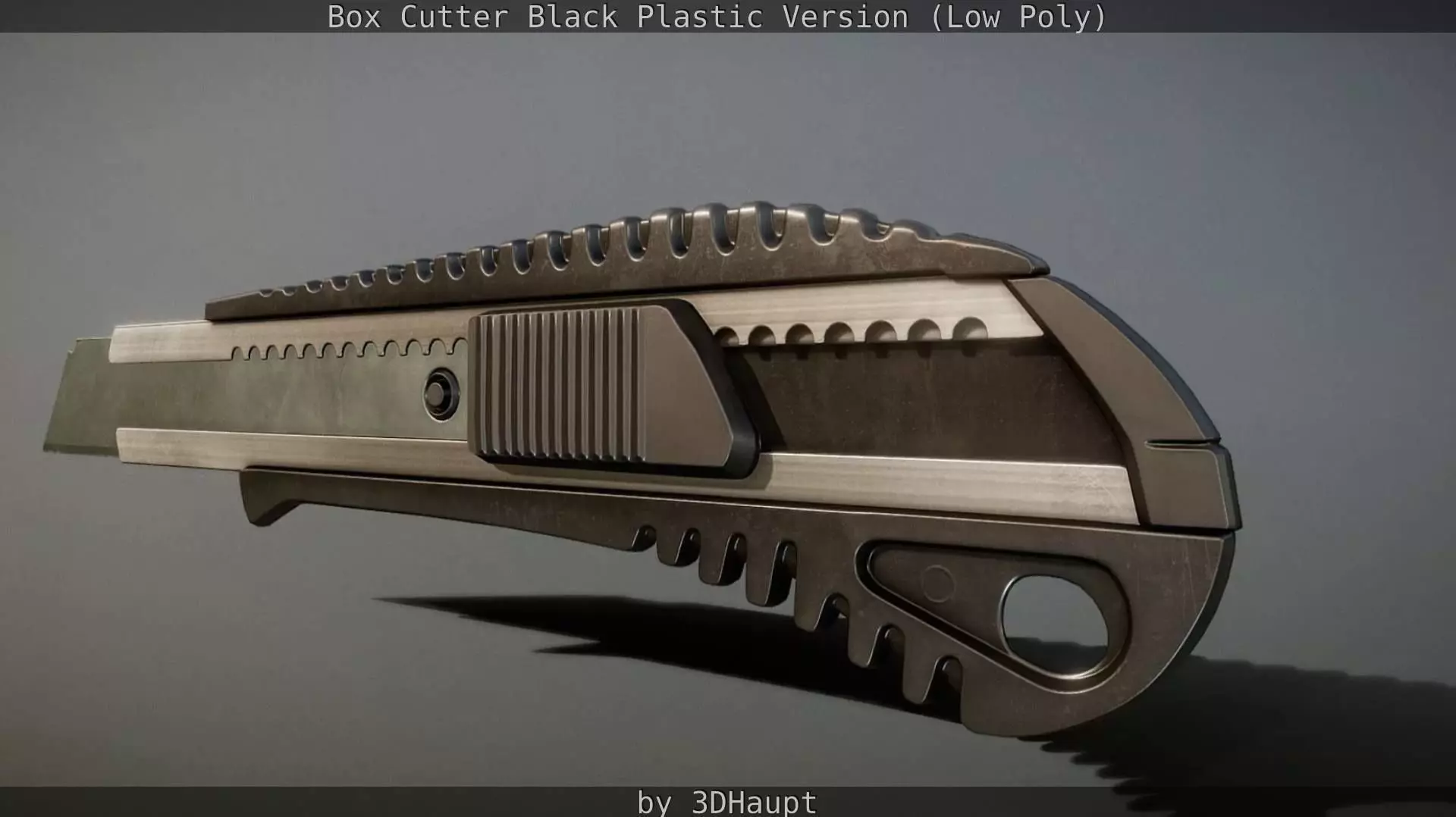 Box Cutter Lowpoly Black Plastic - Gameready - PBR Textures Low-poly 3D model_0