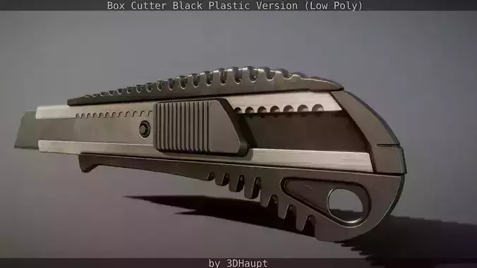 Box Cutter Lowpoly Black Plastic - Gameready - PBR Textures Low-poly 3D model
