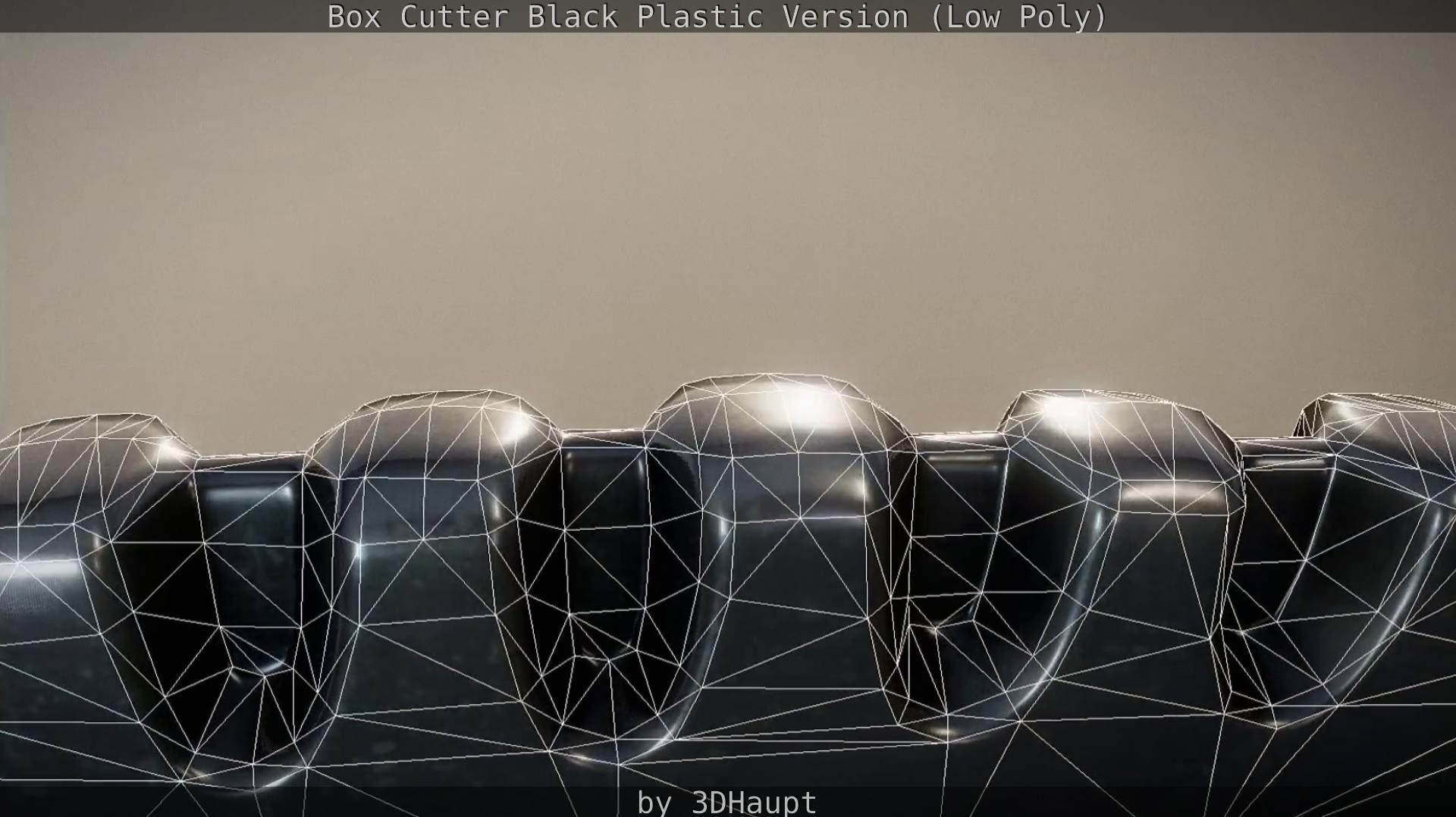 Box Cutter Lowpoly Black Plastic - Gameready - PBR Textures Low-poly 3D model_71