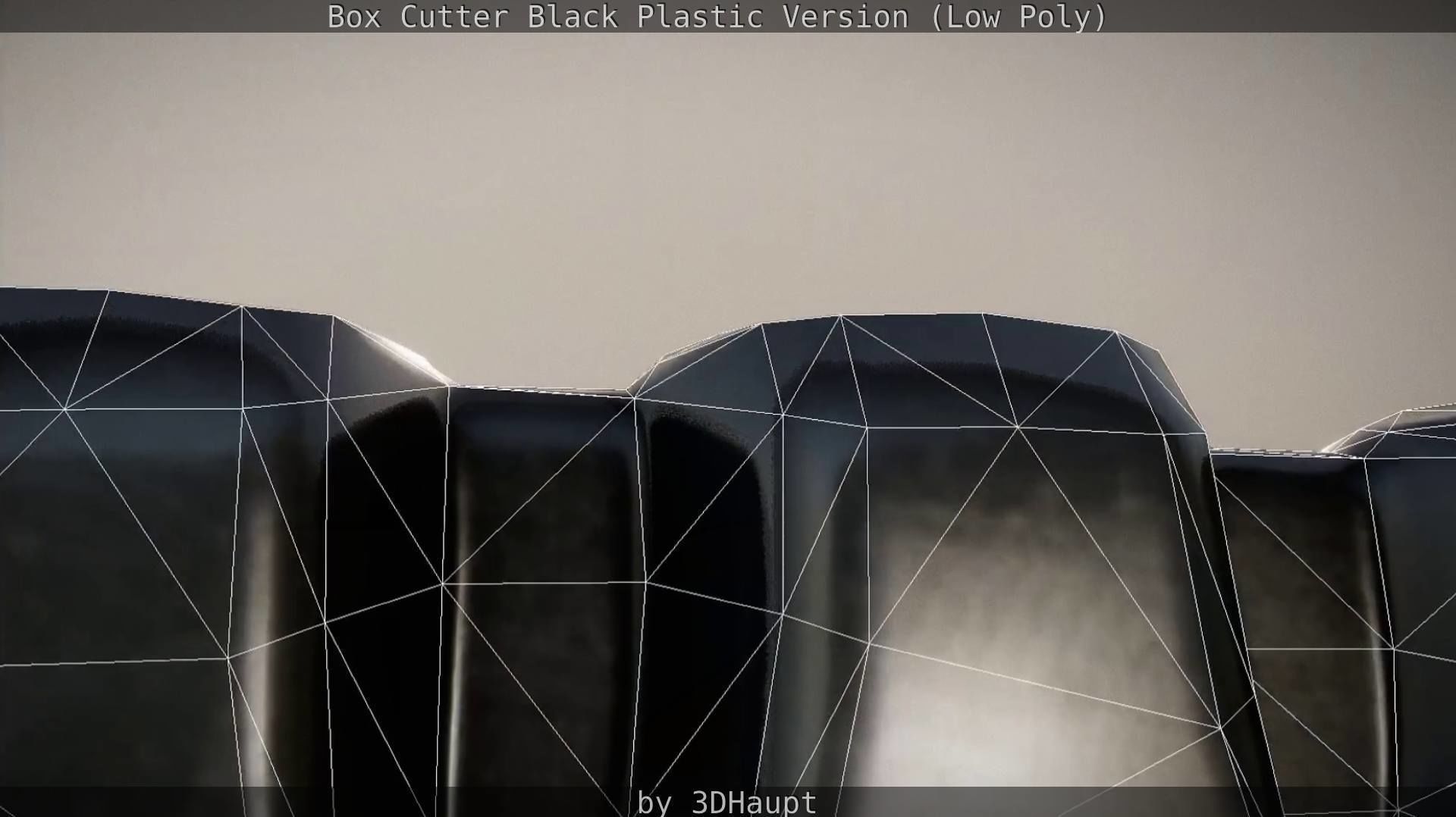 Box Cutter Lowpoly Black Plastic - Gameready - PBR Textures Low-poly 3D model_69