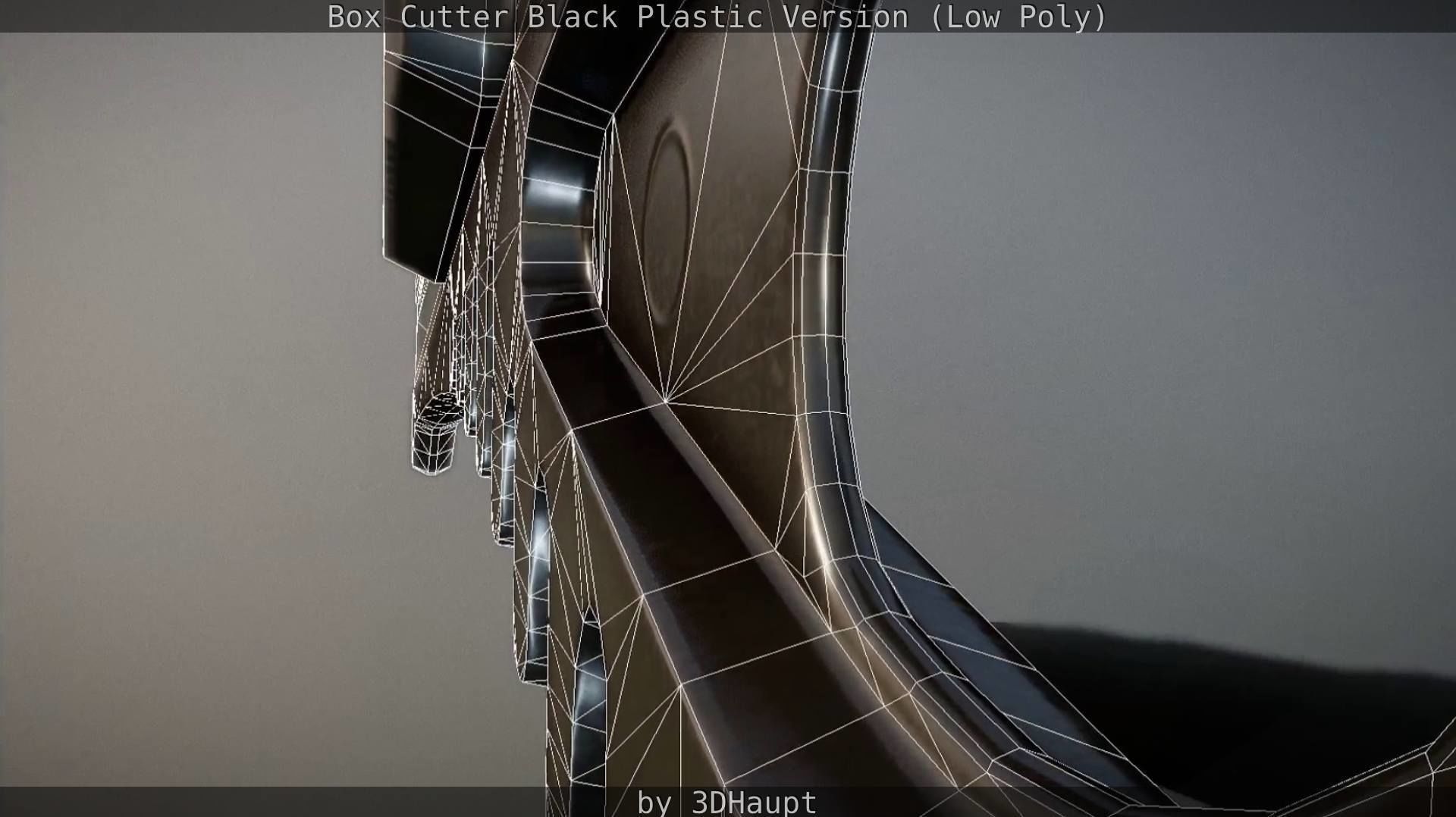 Box Cutter Lowpoly Black Plastic - Gameready - PBR Textures Low-poly 3D model_88