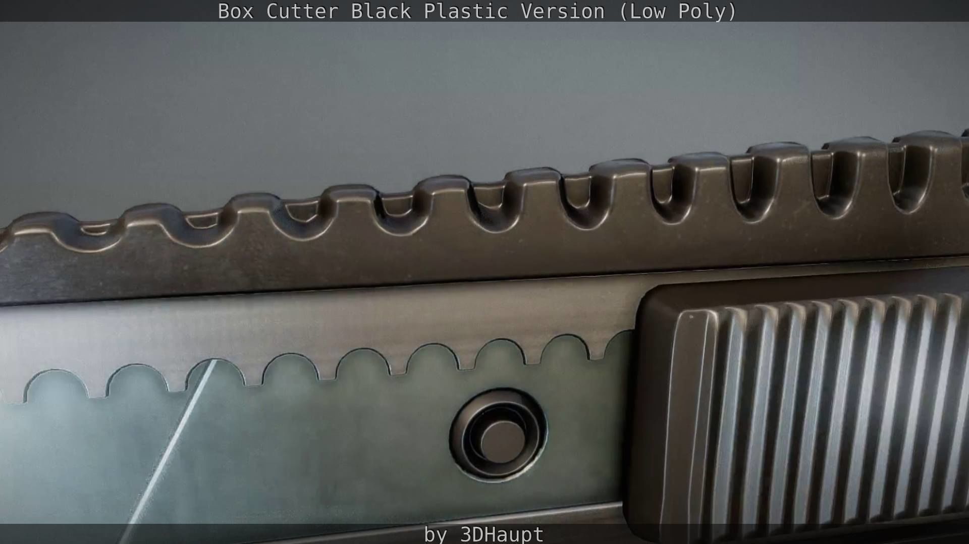 Box Cutter Lowpoly Black Plastic - Gameready - PBR Textures Low-poly 3D model_40