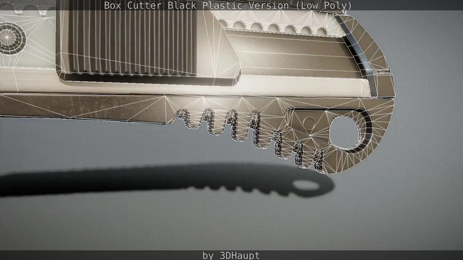 Box Cutter Lowpoly Black Plastic - Gameready - PBR Textures Low-poly 3D model_96