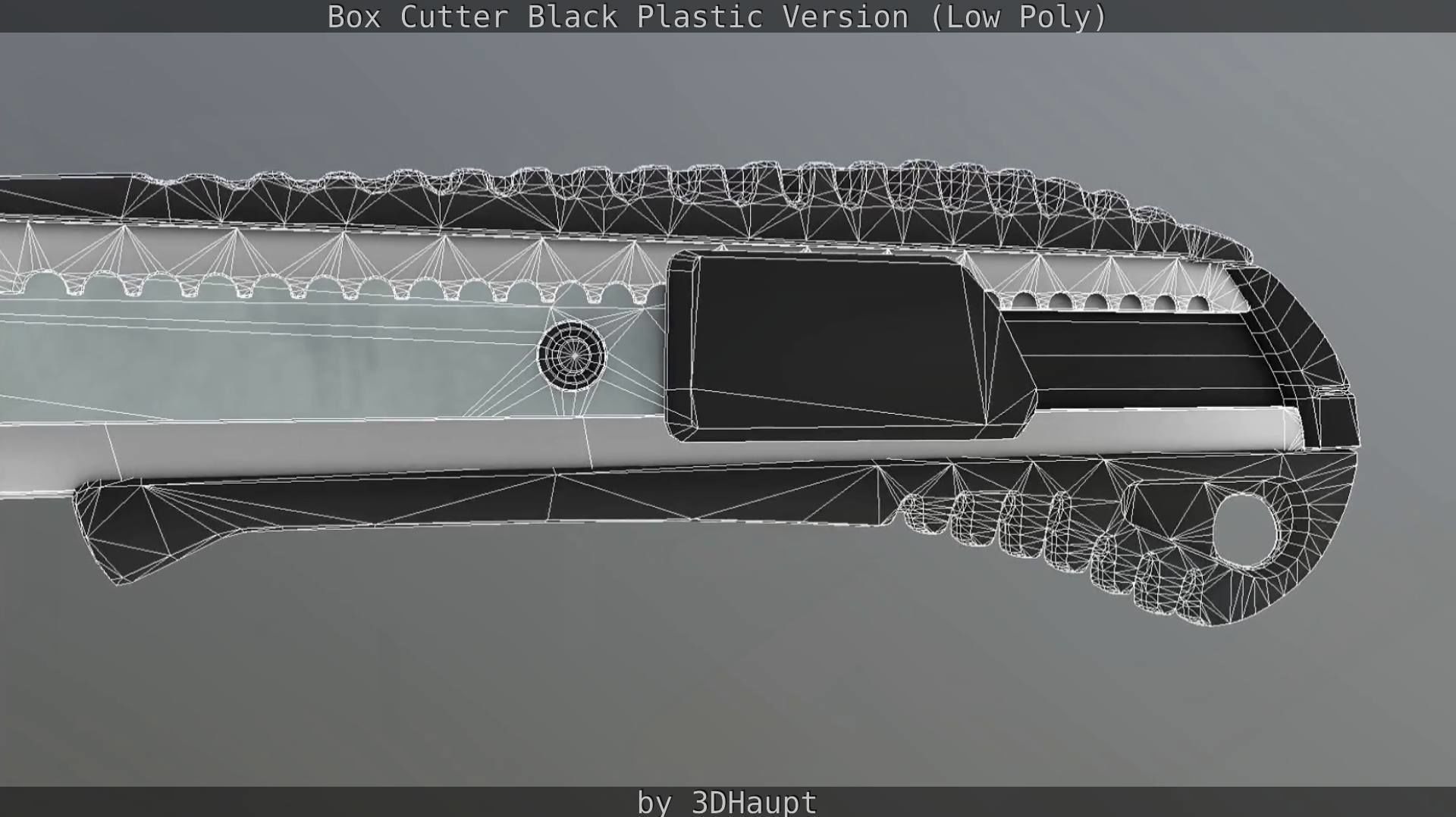 Box Cutter Lowpoly Black Plastic - Gameready - PBR Textures Low-poly 3D model_110