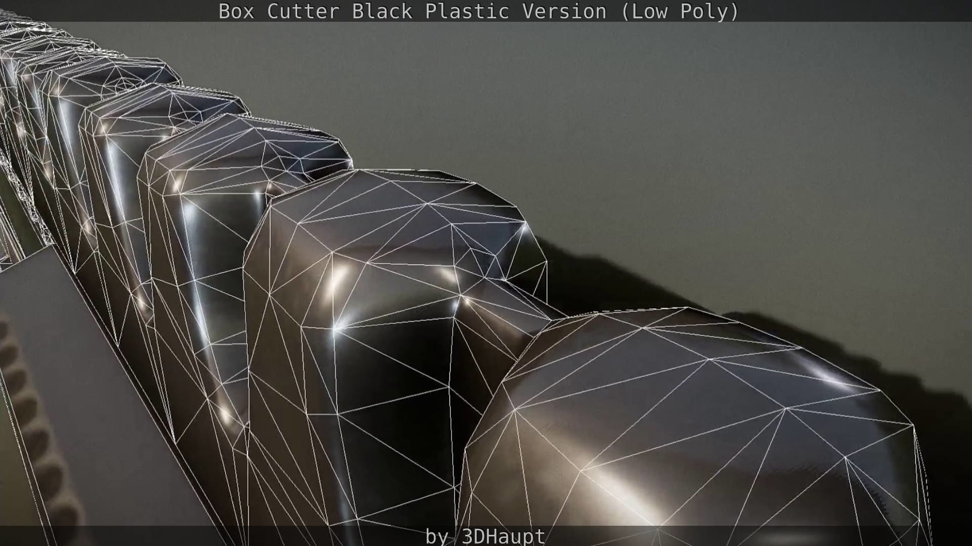 Box Cutter Lowpoly Black Plastic - Gameready - PBR Textures Low-poly 3D model_68