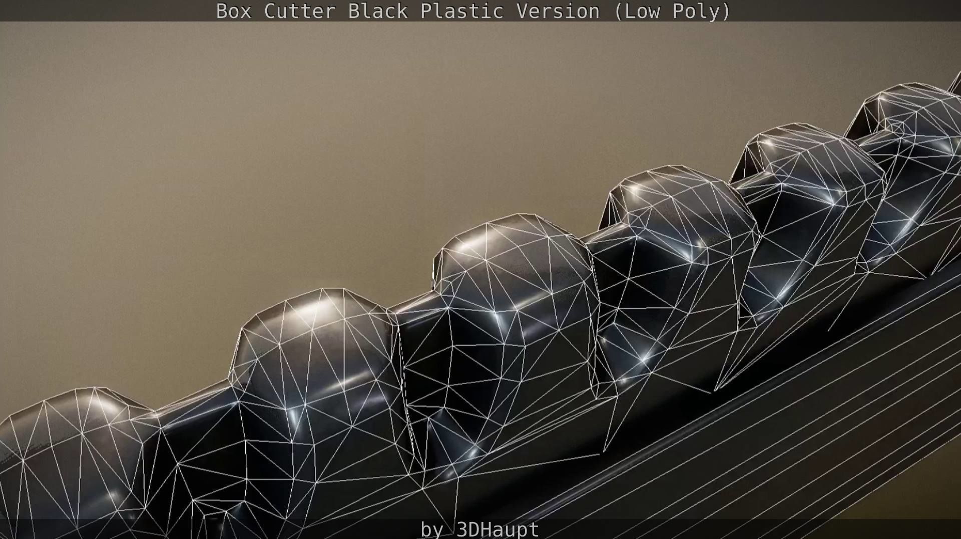 Box Cutter Lowpoly Black Plastic - Gameready - PBR Textures Low-poly 3D model_74