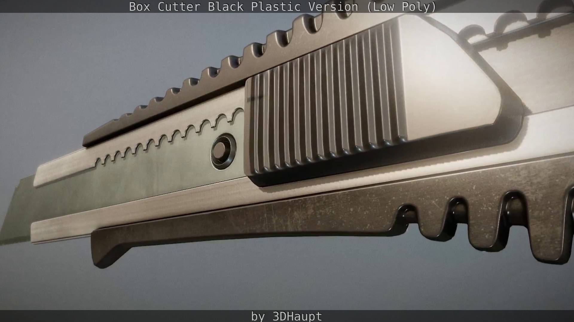 Box Cutter Lowpoly Black Plastic - Gameready - PBR Textures Low-poly 3D model_4