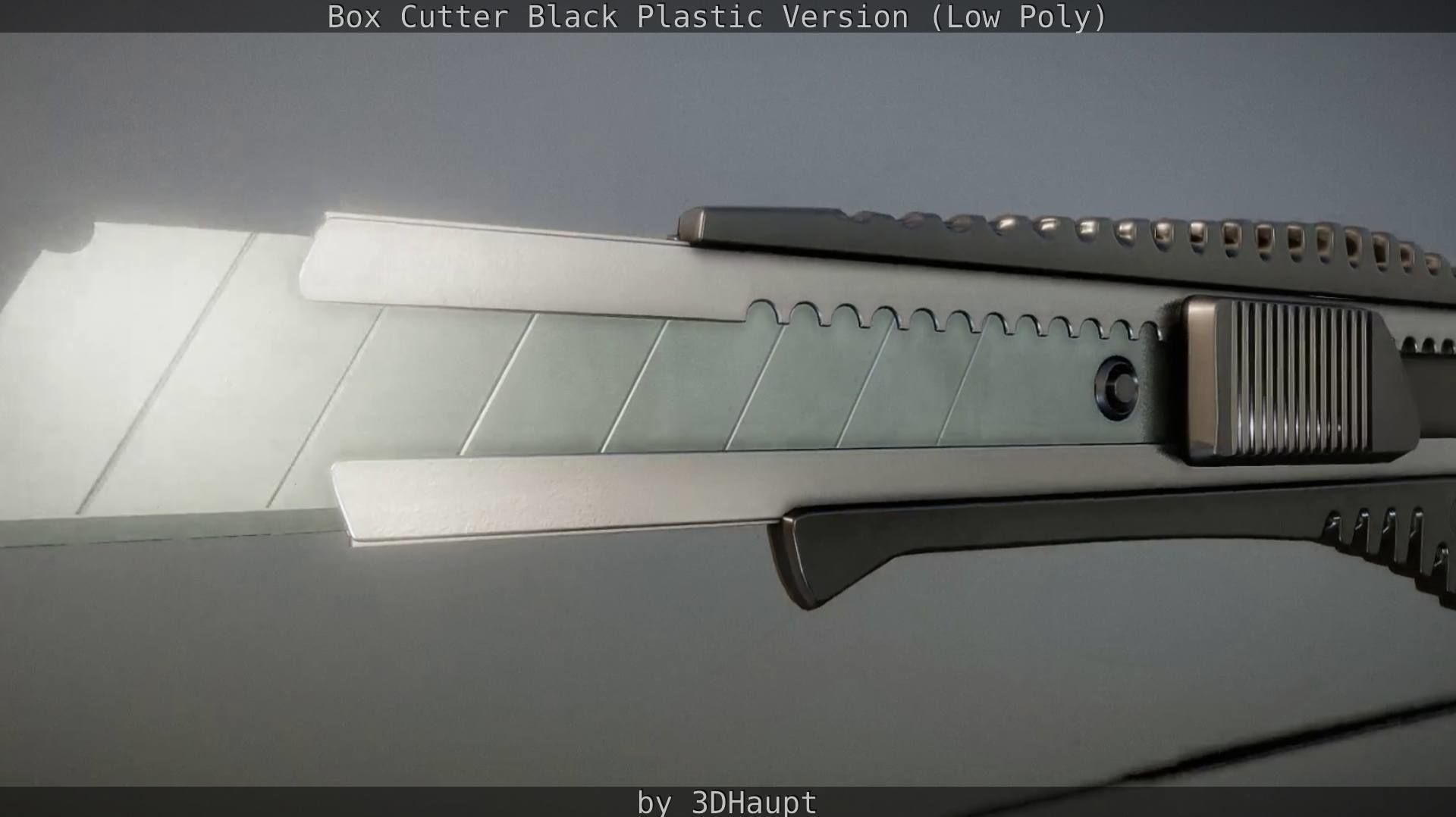 Box Cutter Lowpoly Black Plastic - Gameready - PBR Textures Low-poly 3D model_78