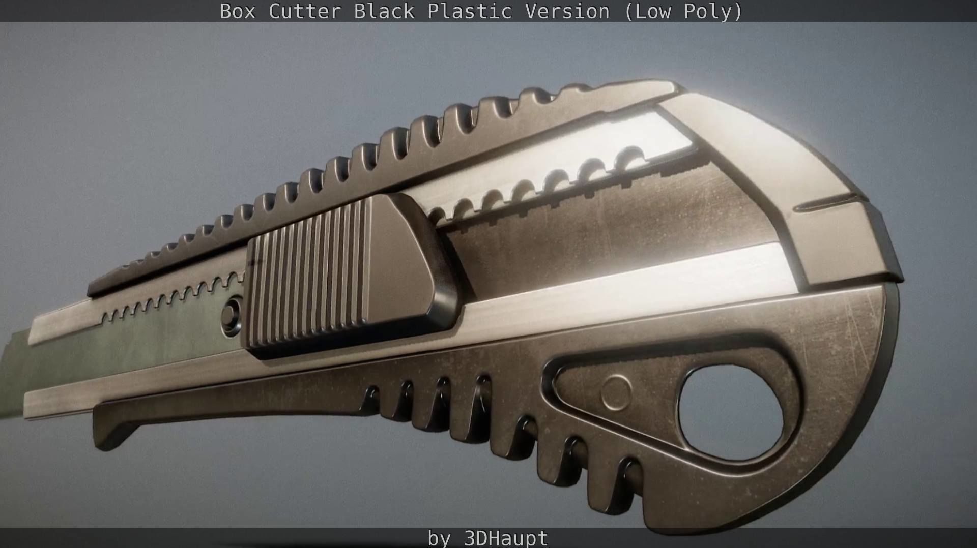 Box Cutter Lowpoly Black Plastic - Gameready - PBR Textures Low-poly 3D model_126