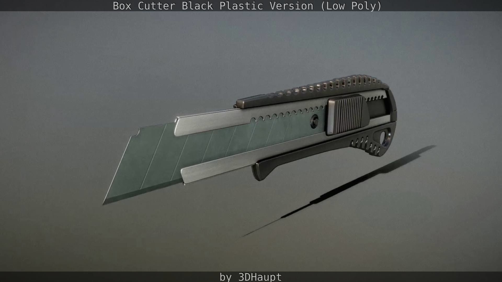 Box Cutter Lowpoly Black Plastic - Gameready - PBR Textures Low-poly 3D model_84