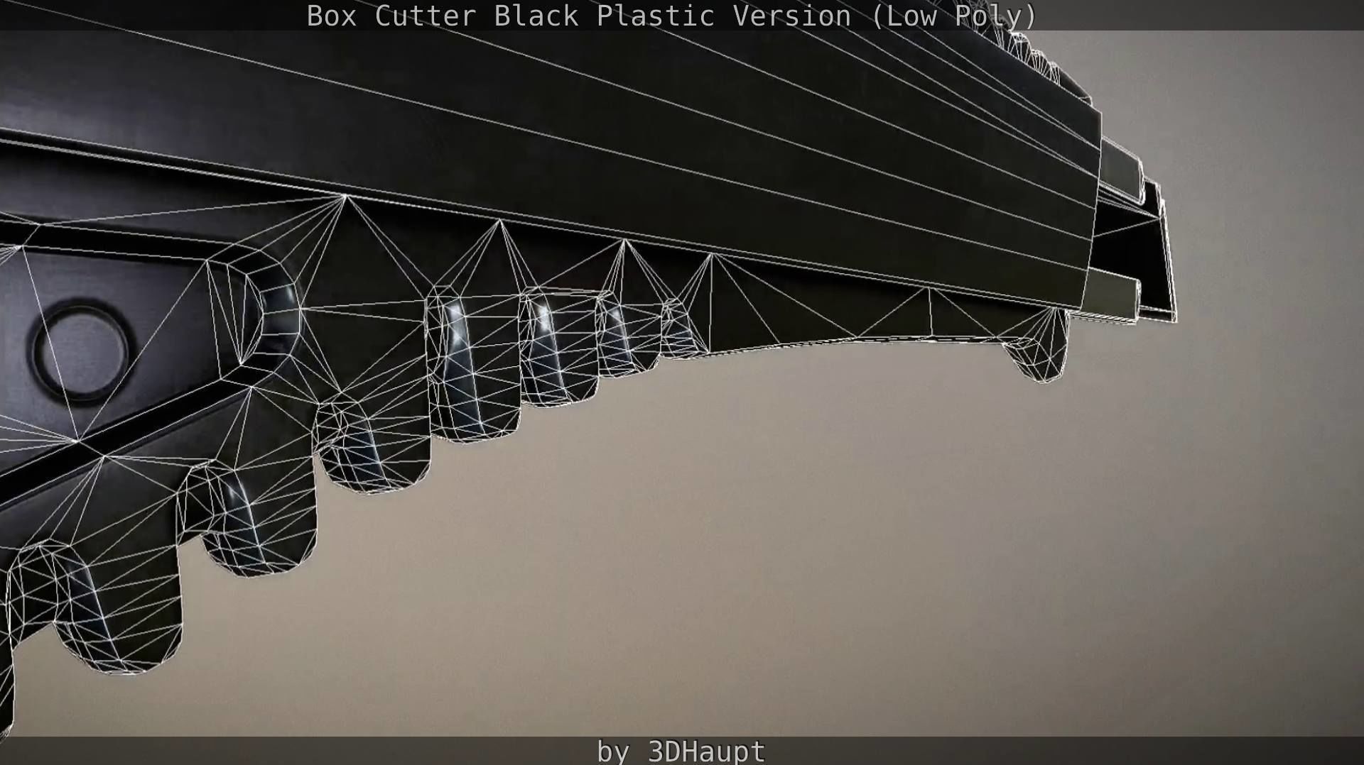 Box Cutter Lowpoly Black Plastic - Gameready - PBR Textures Low-poly 3D model_92