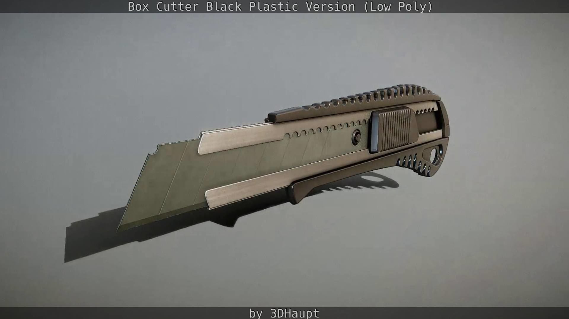 Box Cutter Lowpoly Black Plastic - Gameready - PBR Textures Low-poly 3D model_47
