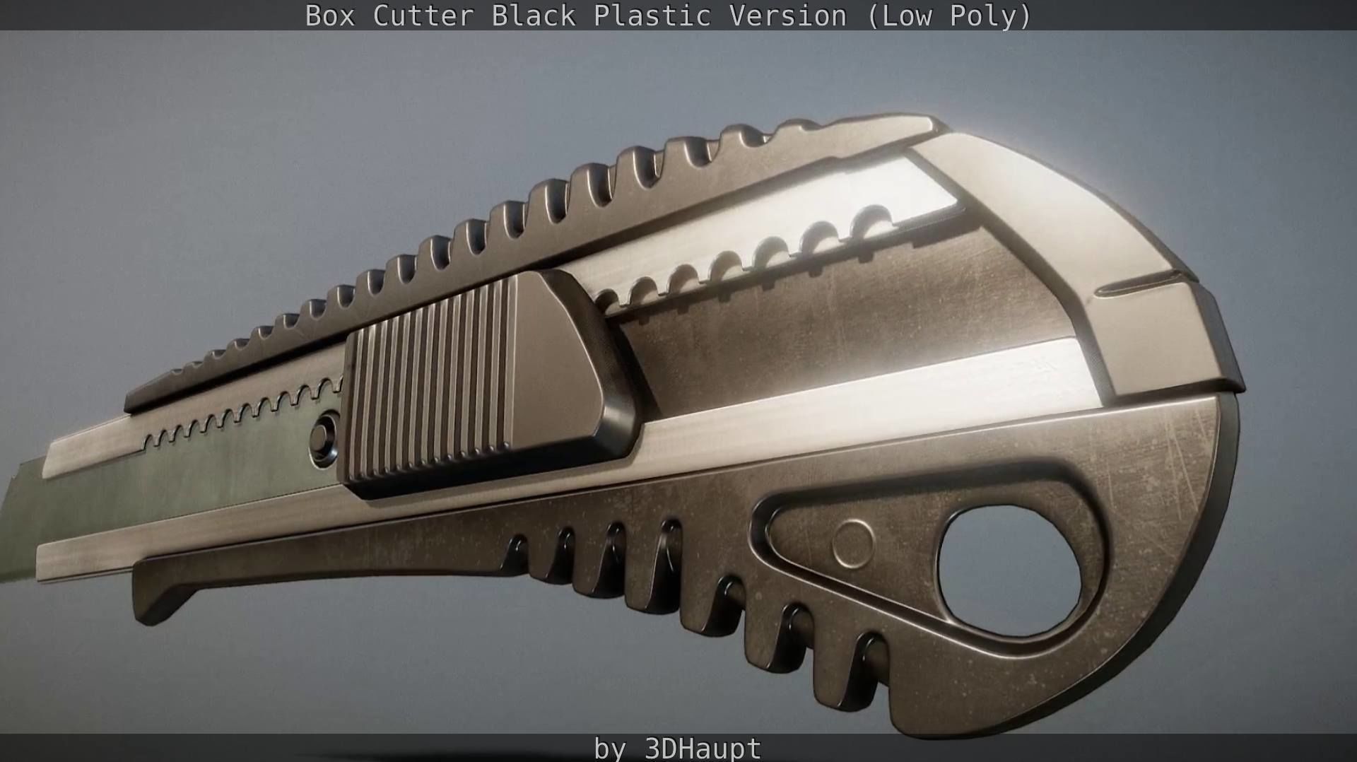 Box Cutter Lowpoly Black Plastic - Gameready - PBR Textures Low-poly 3D model_133