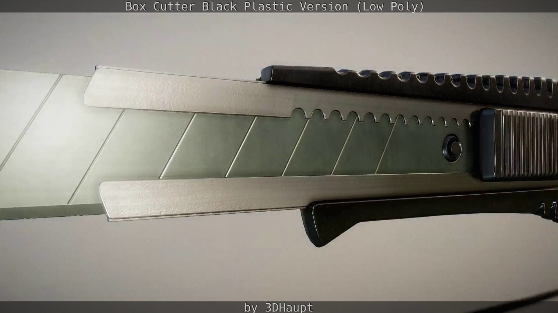 Box Cutter Lowpoly Black Plastic - Gameready - PBR Textures Low-poly 3D model_38