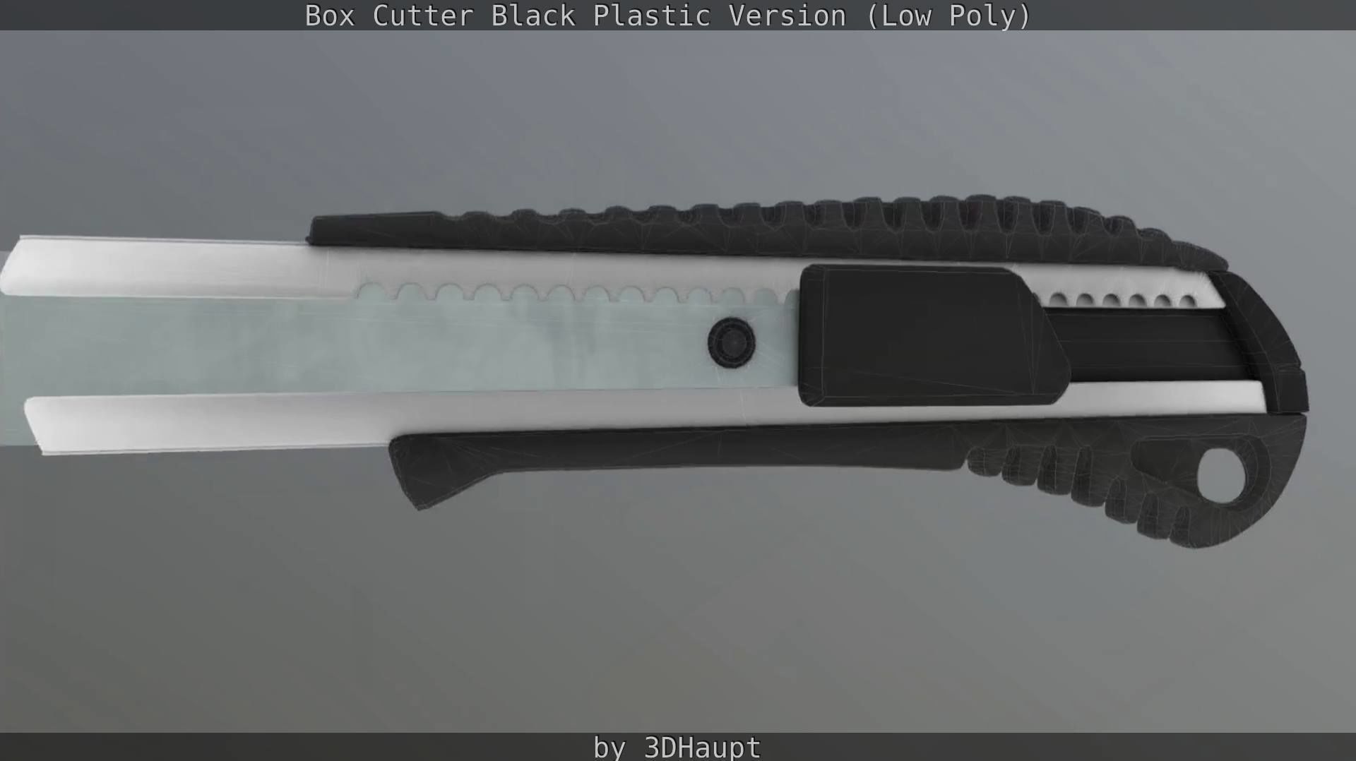 Box Cutter Lowpoly Black Plastic - Gameready - PBR Textures Low-poly 3D model_111
