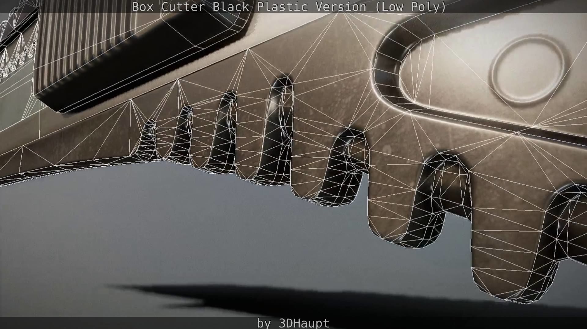 Box Cutter Lowpoly Black Plastic - Gameready - PBR Textures Low-poly 3D model_85